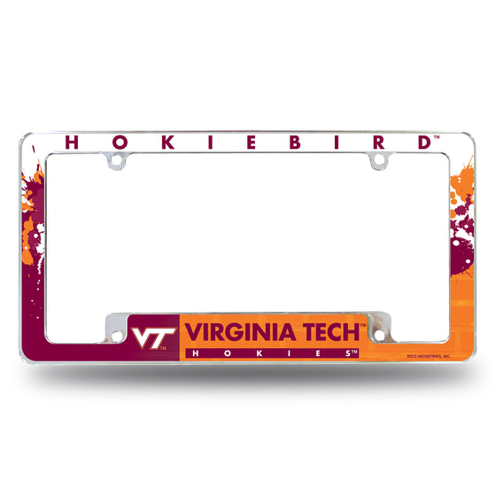 NCAA  Virginia Tech Hokies Primary 12" x 6" Chrome All Over Automotive License Plate Frame for Car/Truck/SUV