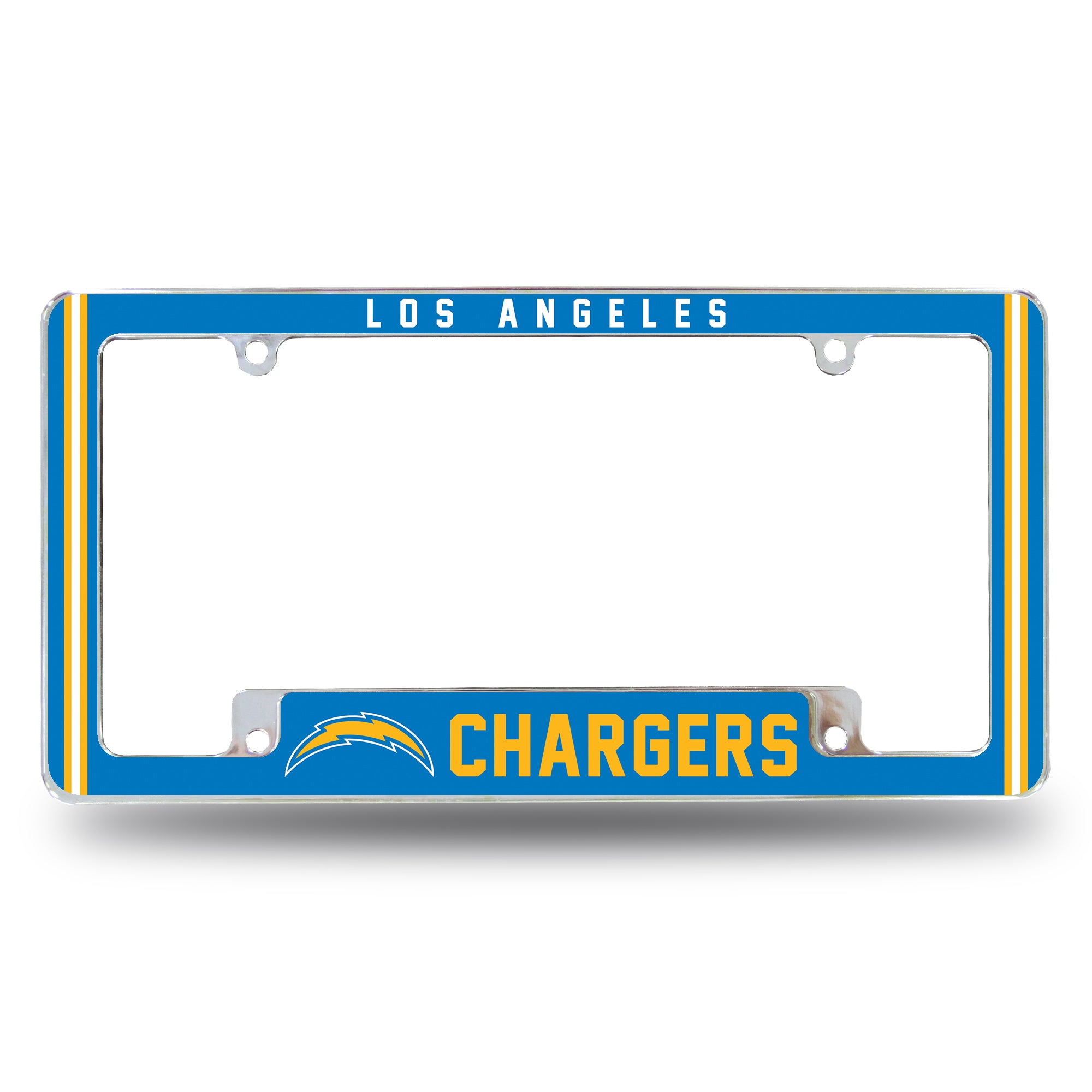 NFL Football Los Angeles Chargers Classic 12" x 6" Chrome All Over Automotive License Plate Frame for Car/Truck/SUV