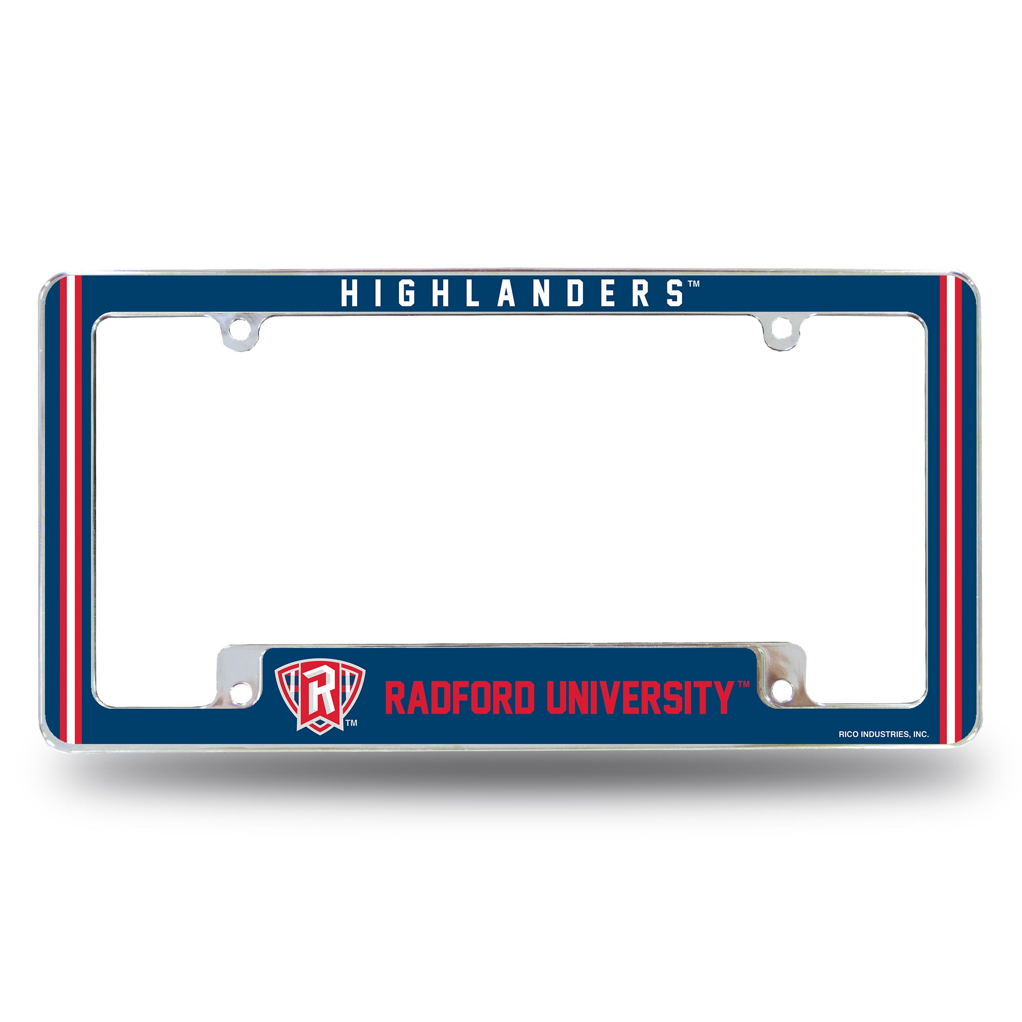 NCAA  Radford  Highlanders Classic 12" x 6" Chrome All Over Automotive License Plate Frame for Car/Truck/SUV