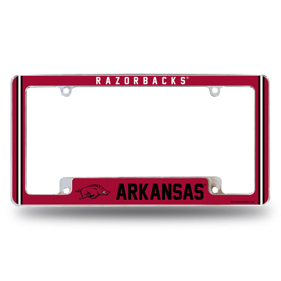 NCAA  Arkansas Razorbacks Classic 12" x 6" Chrome All Over Automotive License Plate Frame for Car/Truck/SUV