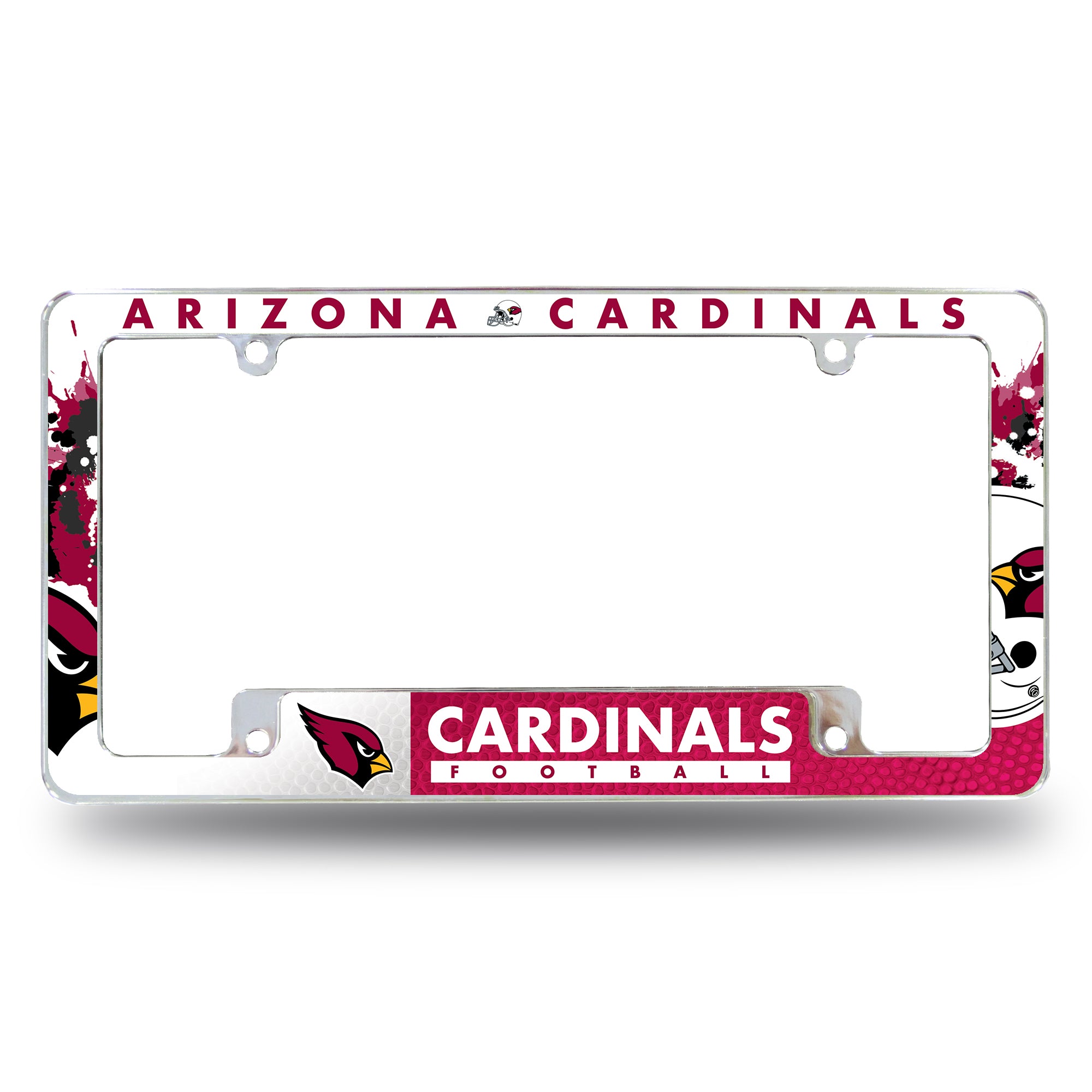 NFL Football Arizona Cardinals Primary 12" x 6" Chrome All Over Automotive License Plate Frame for Car/Truck/SUV