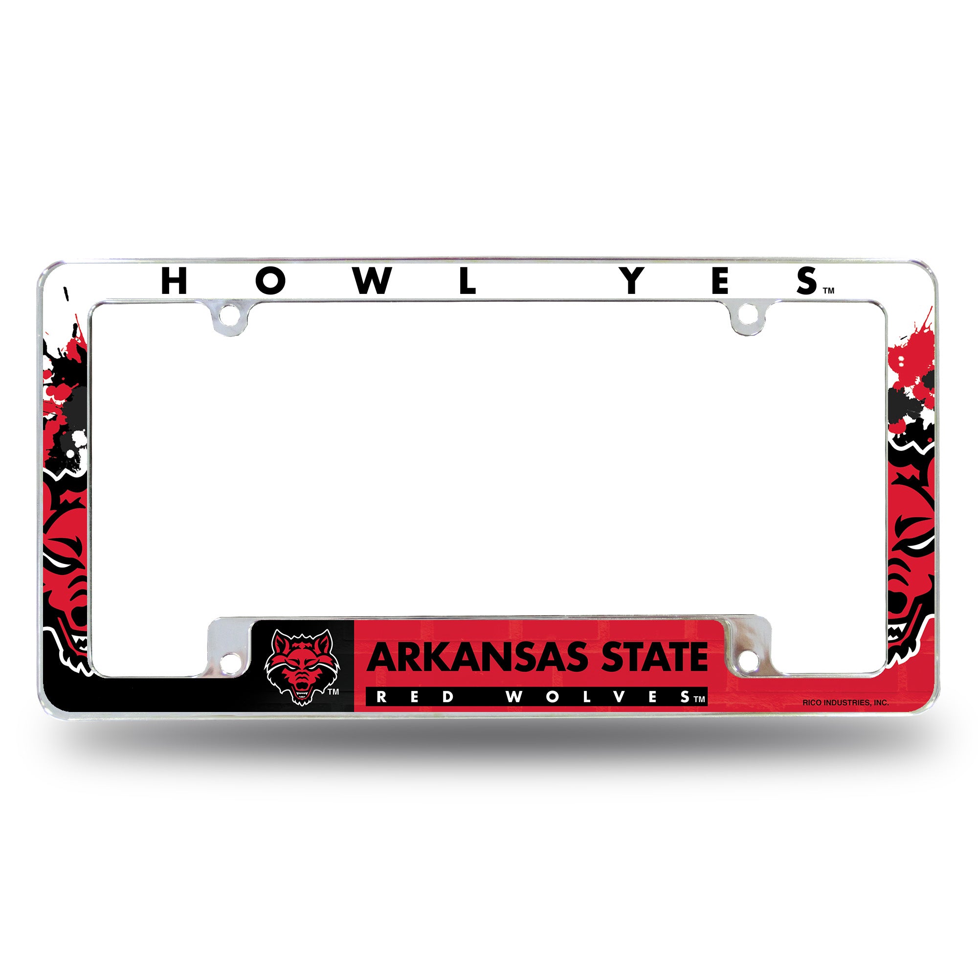 NCAA  Arkansas State Red Wolves  12" x 6" Chrome All Over Automotive License Plate Frame for Car/Truck/SUV
