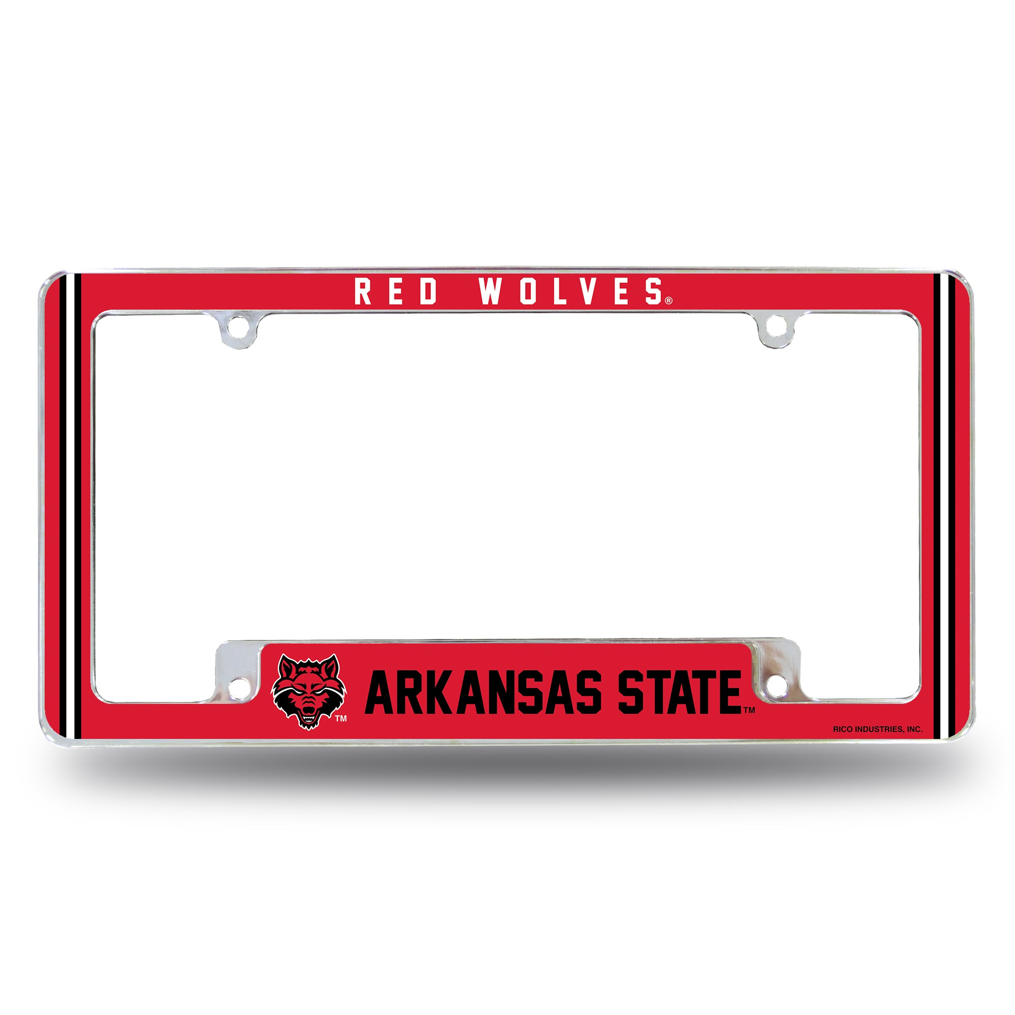 NCAA  Arkansas State Red Wolves Classic 12" x 6" Chrome All Over Automotive License Plate Frame for Car/Truck/SUV