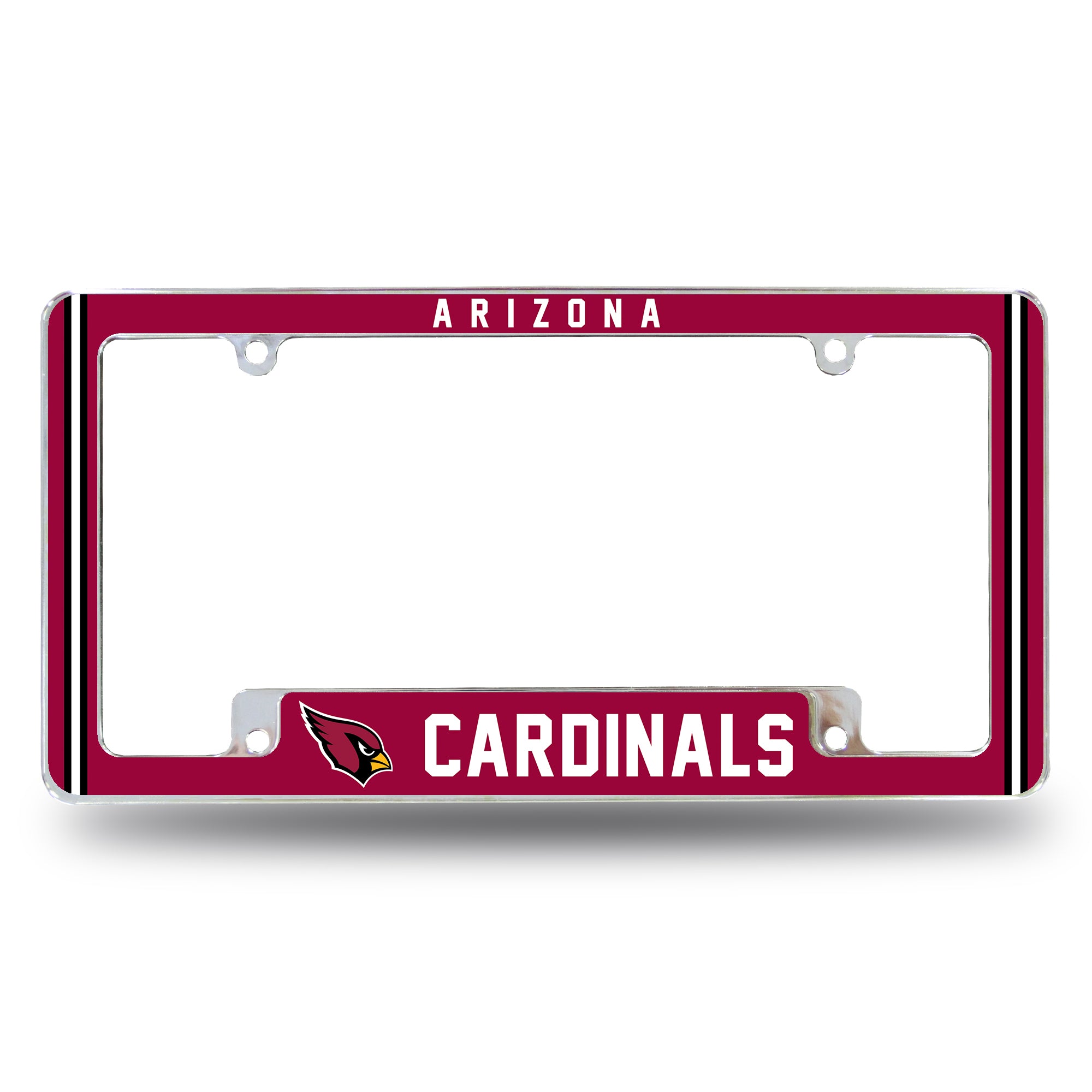 NFL Football Arizona Cardinals Classic 12" x 6" Chrome All Over Automotive License Plate Frame for Car/Truck/SUV