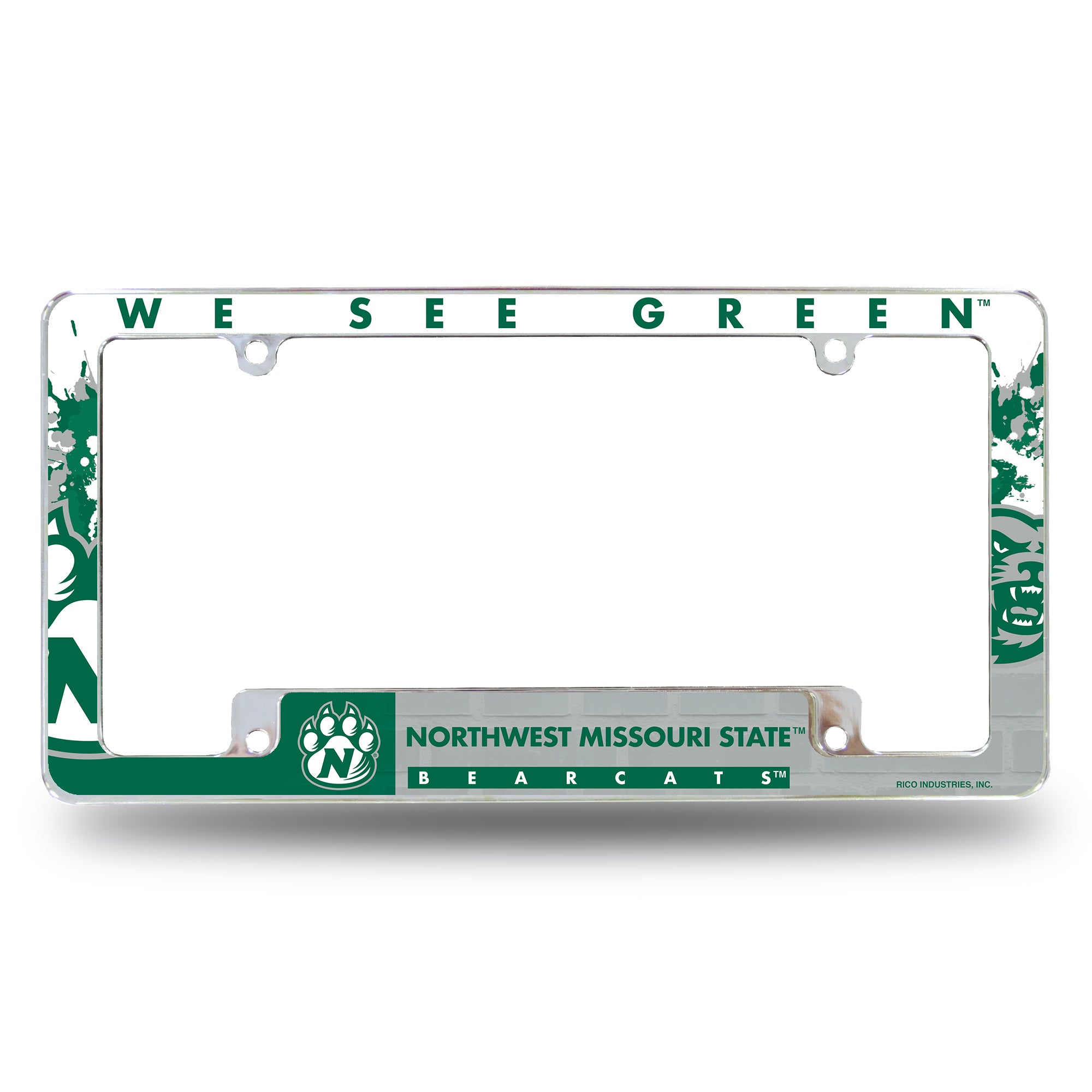 NCAA  Northwest Missouri State Bearcats Primary 12" x 6" Chrome All Over Automotive License Plate Frame for Car/Truck/SUV