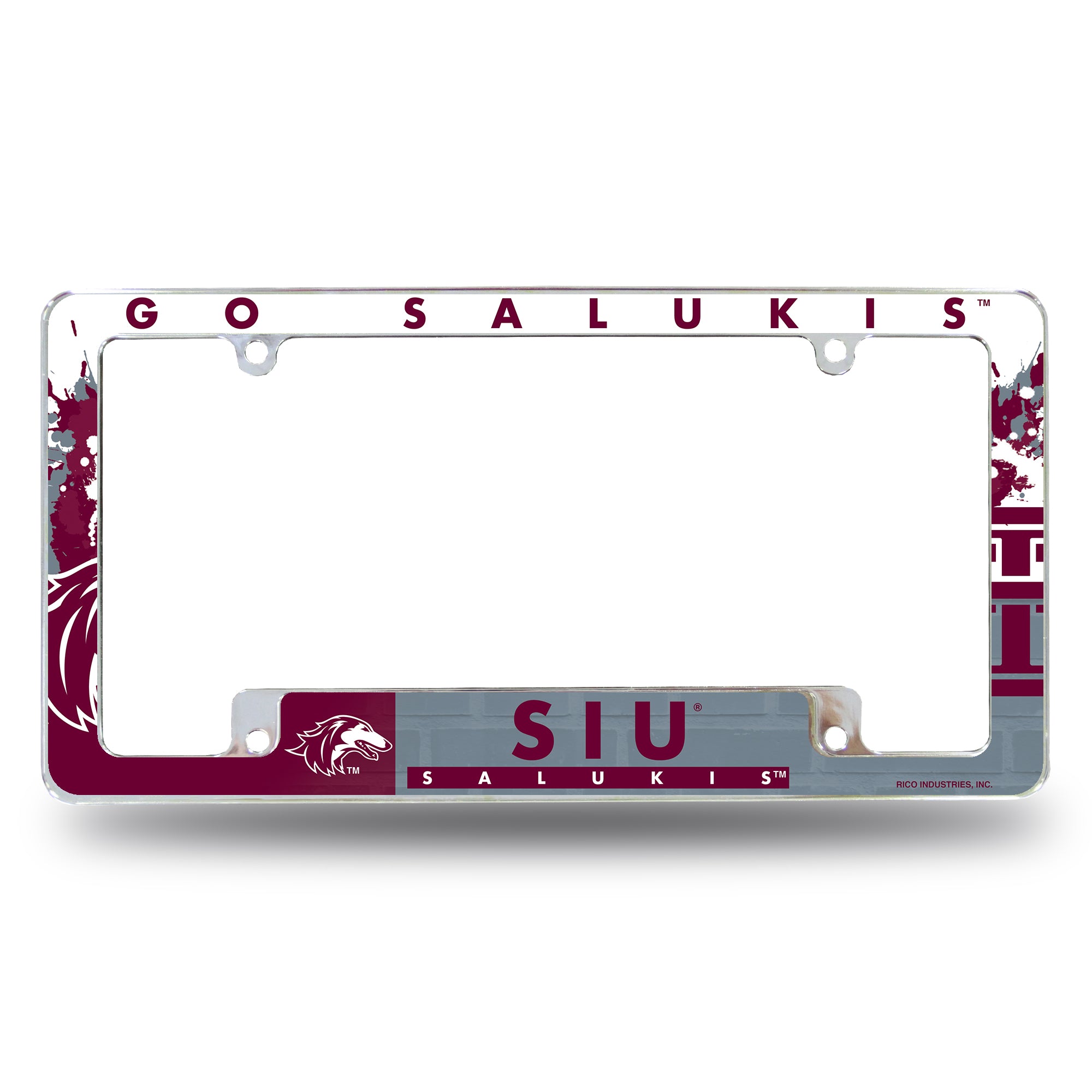 NCAA  Southern Illinois Salukis Primary 12" x 6" Chrome All Over Automotive License Plate Frame for Car/Truck/SUV