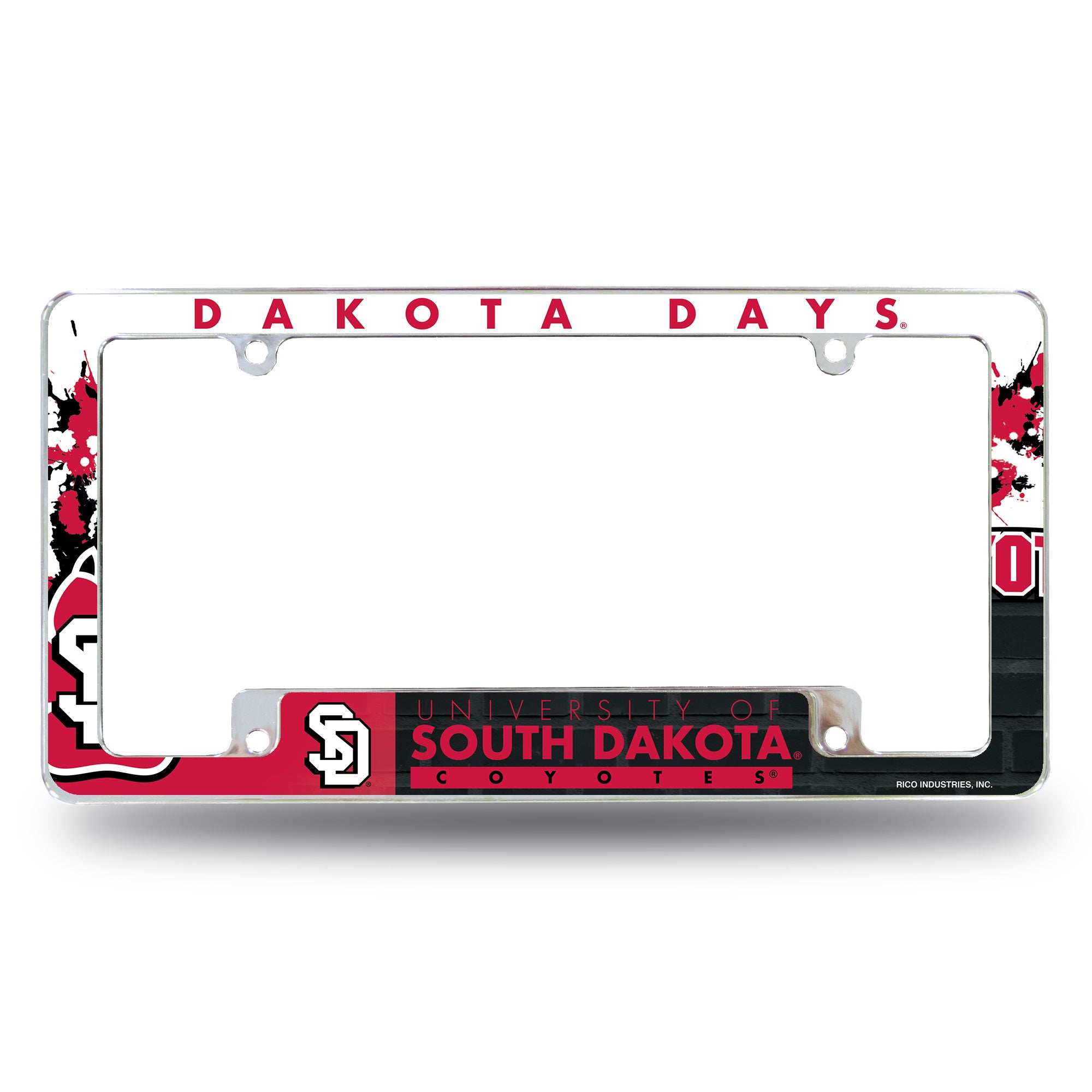 NCAA  South Dakota Coyotes Primary 12" x 6" Chrome All Over Automotive License Plate Frame for Car/Truck/SUV