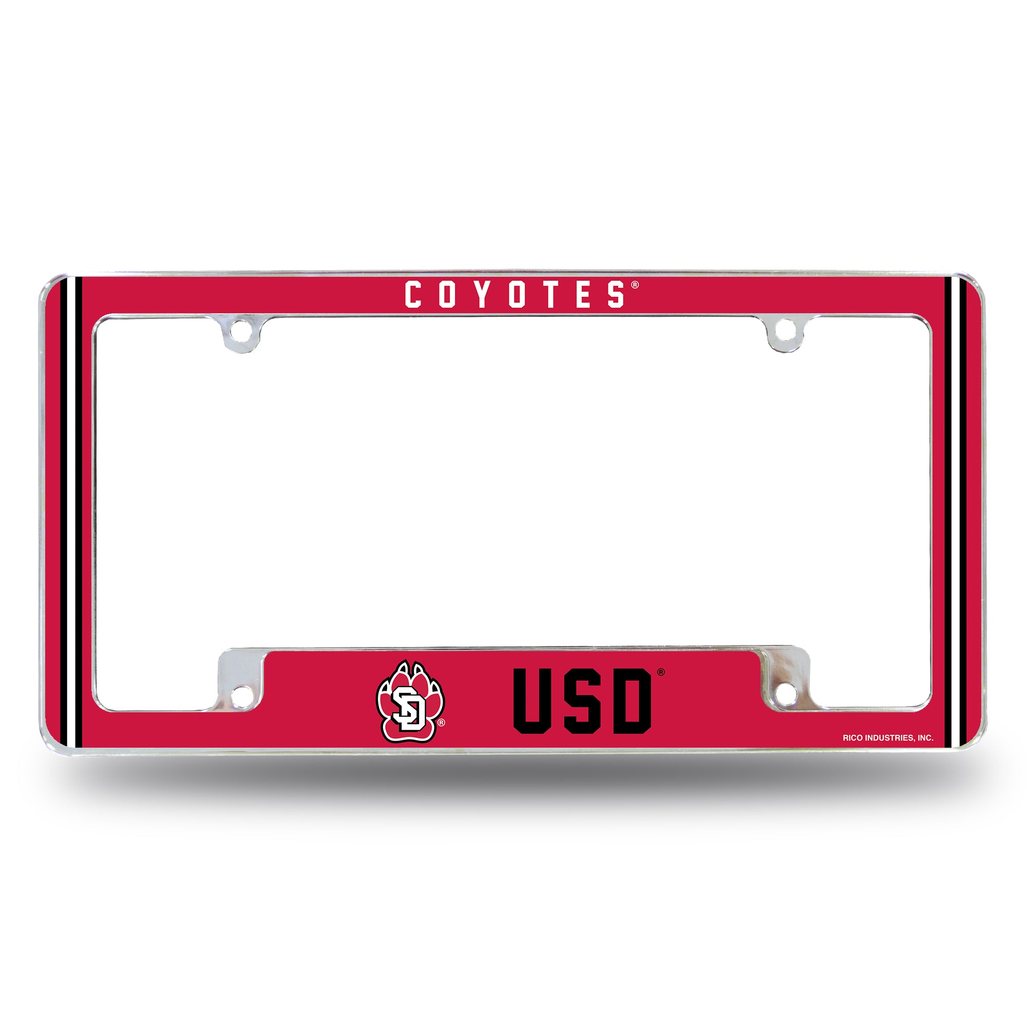 NCAA  South Dakota Coyotes Classic 12" x 6" Chrome All Over Automotive License Plate Frame for Car/Truck/SUV