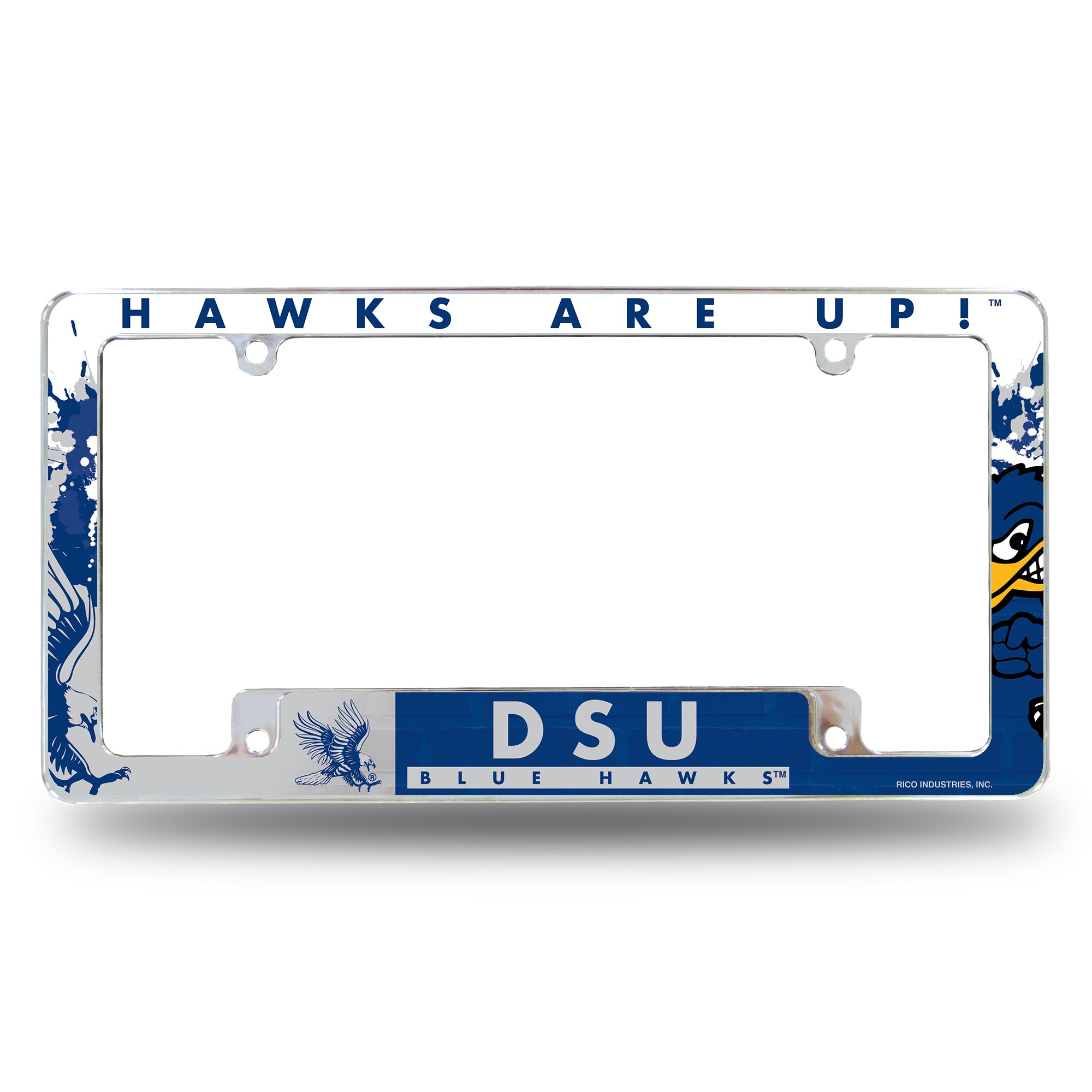 NCAA  Dickinson State Blue Hawks Primary 12" x 6" Chrome All Over Automotive License Plate Frame for Car/Truck/SUV