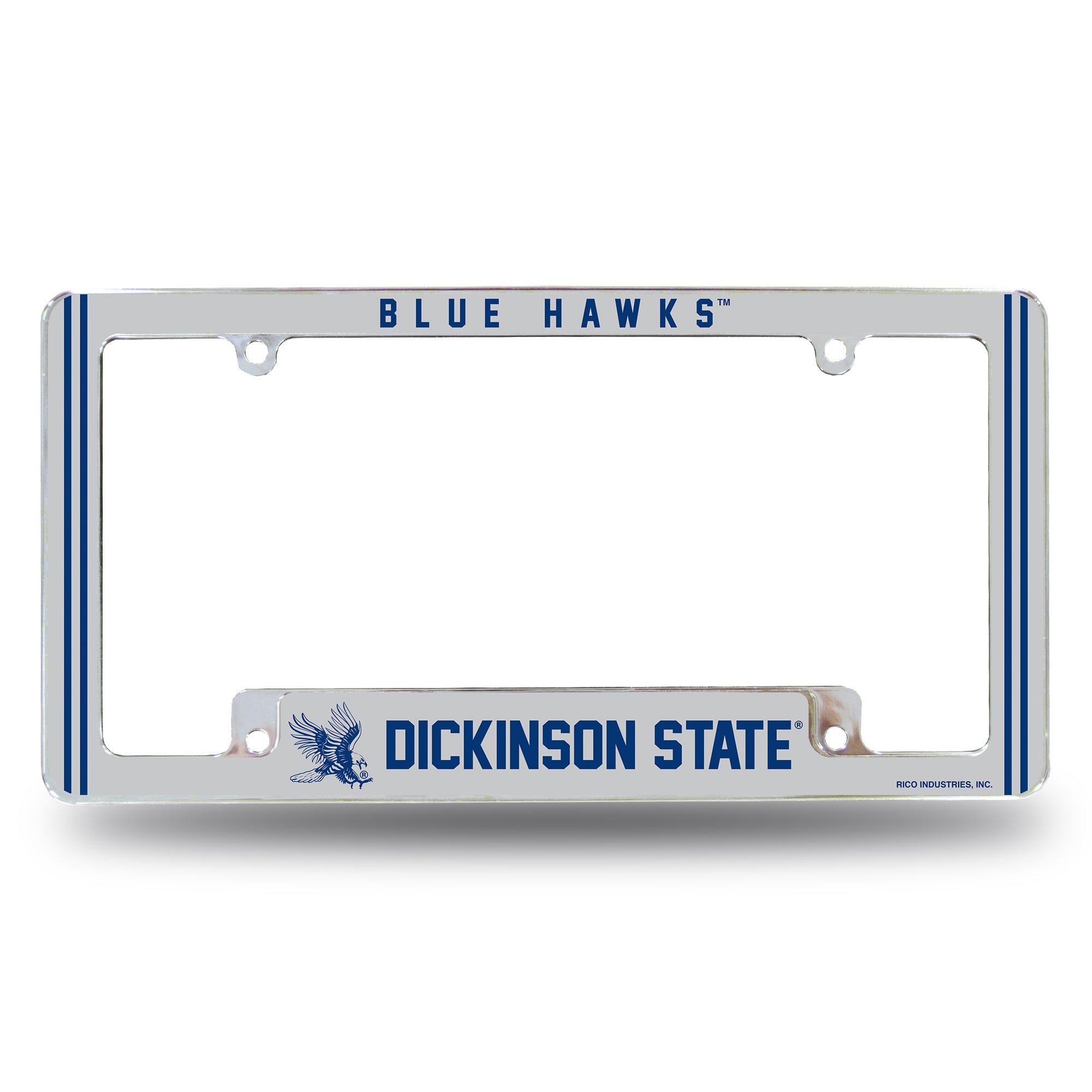 NCAA  Dickinson State Blue Hawks Classic 12" x 6" Chrome All Over Automotive License Plate Frame for Car/Truck/SUV