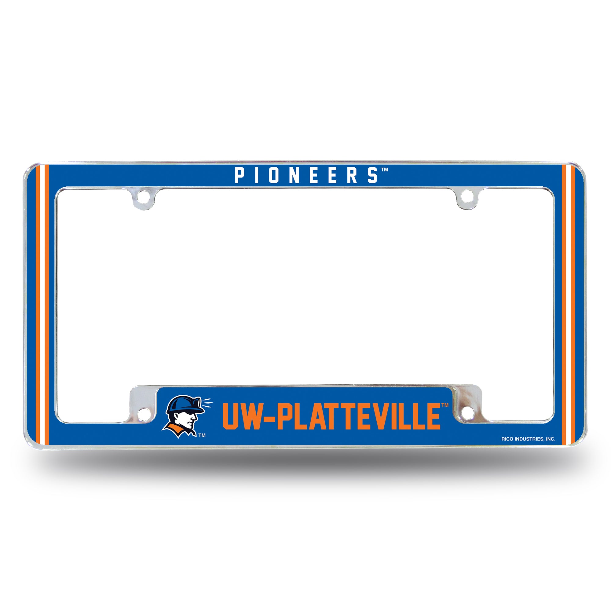 NCAA  Wisconsin-Platteville Pioneers Classic 12" x 6" Chrome All Over Automotive License Plate Frame for Car/Truck/SUV