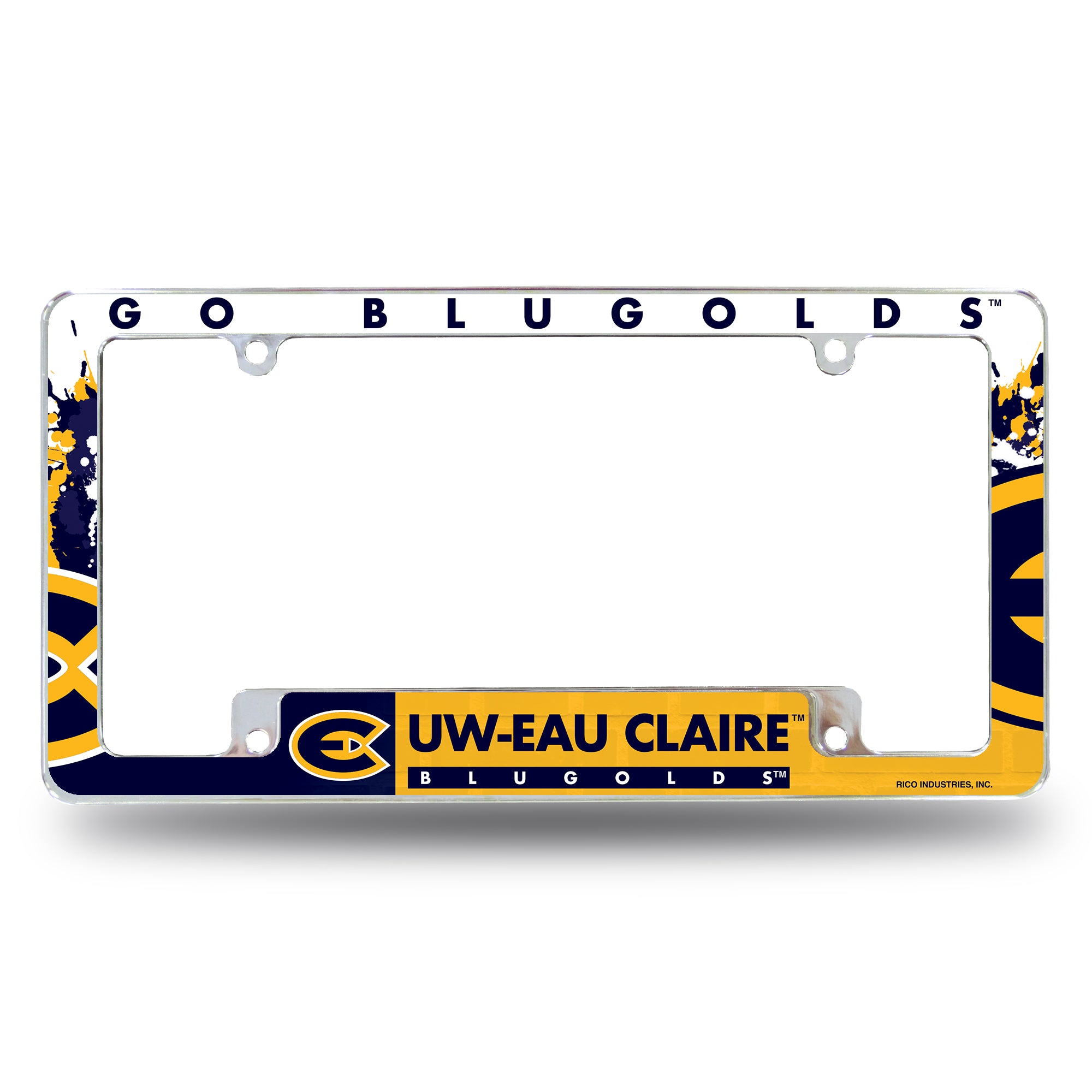 NCAA  Wisconsin-Eau Claire Blugolds Primary 12" x 6" Chrome All Over Automotive License Plate Frame for Car/Truck/SUV