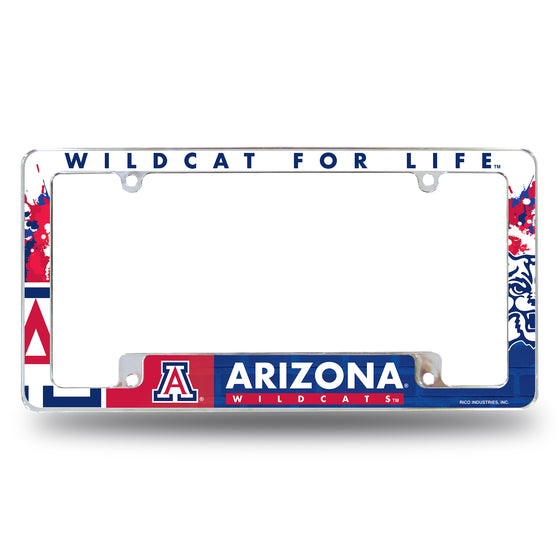 NCAA  Arizona Wildcats Primary 12" x 6" Chrome All Over Automotive License Plate Frame for Car/Truck/SUV