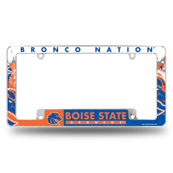 NCAA  Boise State Broncos Primary 12" x 6" Chrome All Over Automotive License Plate Frame for Car/Truck/SUV