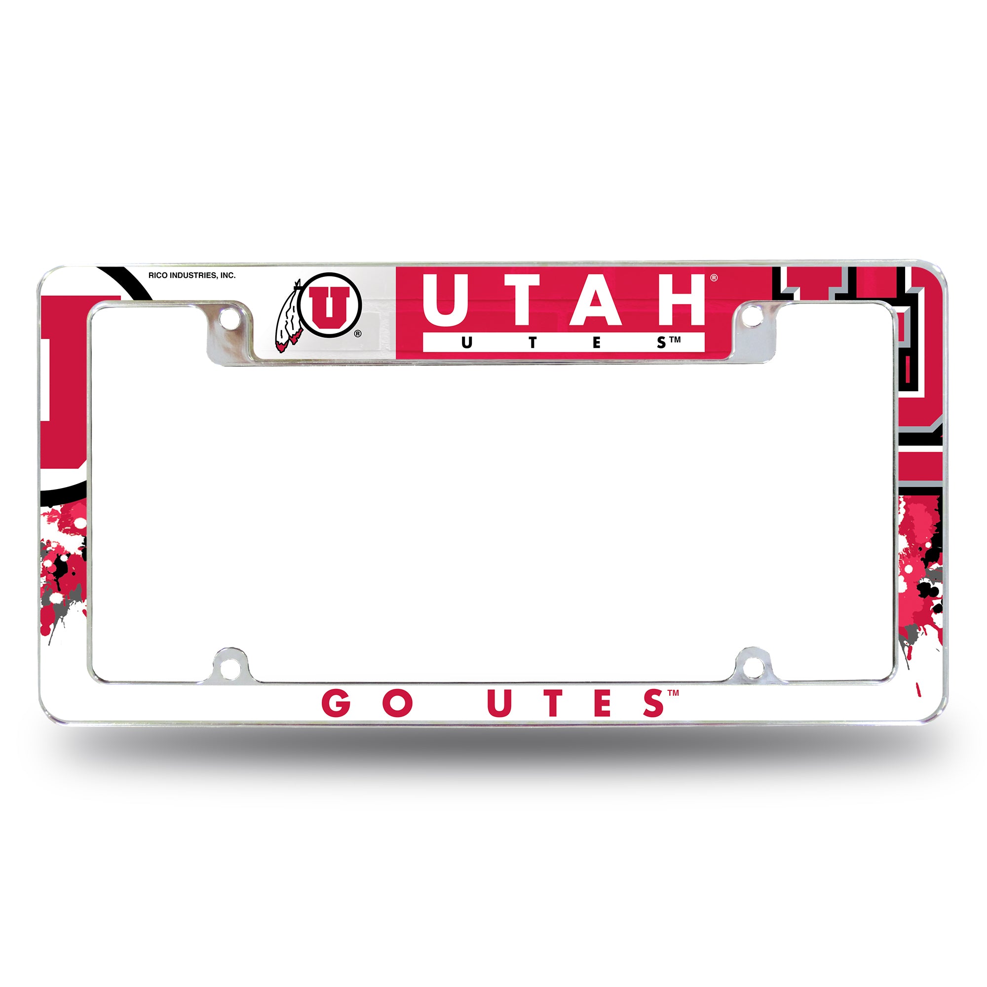 NCAA  Utah Utes Primary 12" x 6" Chrome All Over Automotive License Plate Frame for Car/Truck/SUV