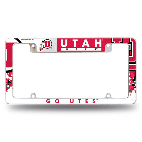 NCAA  Utah Utes Primary 12" x 6" Chrome All Over Automotive License Plate Frame for Car/Truck/SUV