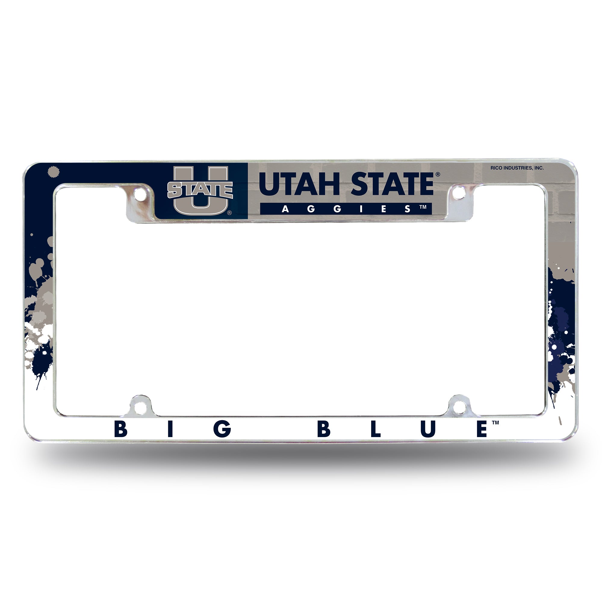 NCAA  Utah State Aggies Primary 12" x 6" Chrome All Over Automotive License Plate Frame for Car/Truck/SUV