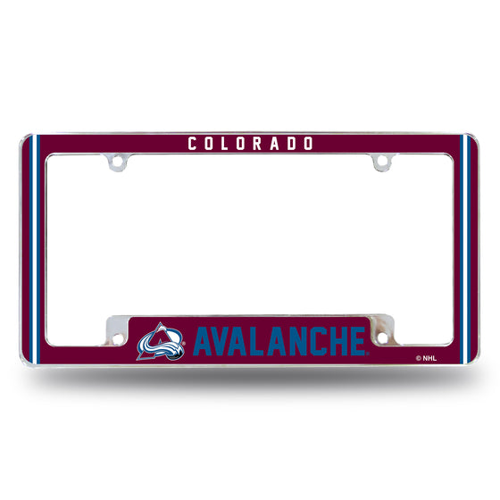 NHL Hockey Colorado Avalanche Classic 12" x 6" Chrome All Over Automotive License Plate Frame for Car/Truck/SUV