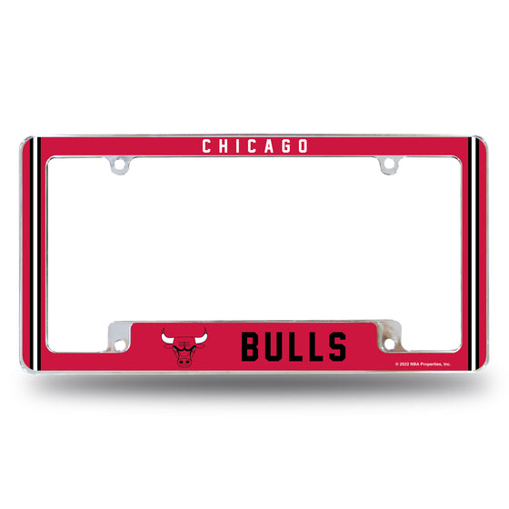 NBA Basketball Chicago Bulls Classic 12" x 6" Chrome All Over Automotive License Plate Frame for Car/Truck/SUV