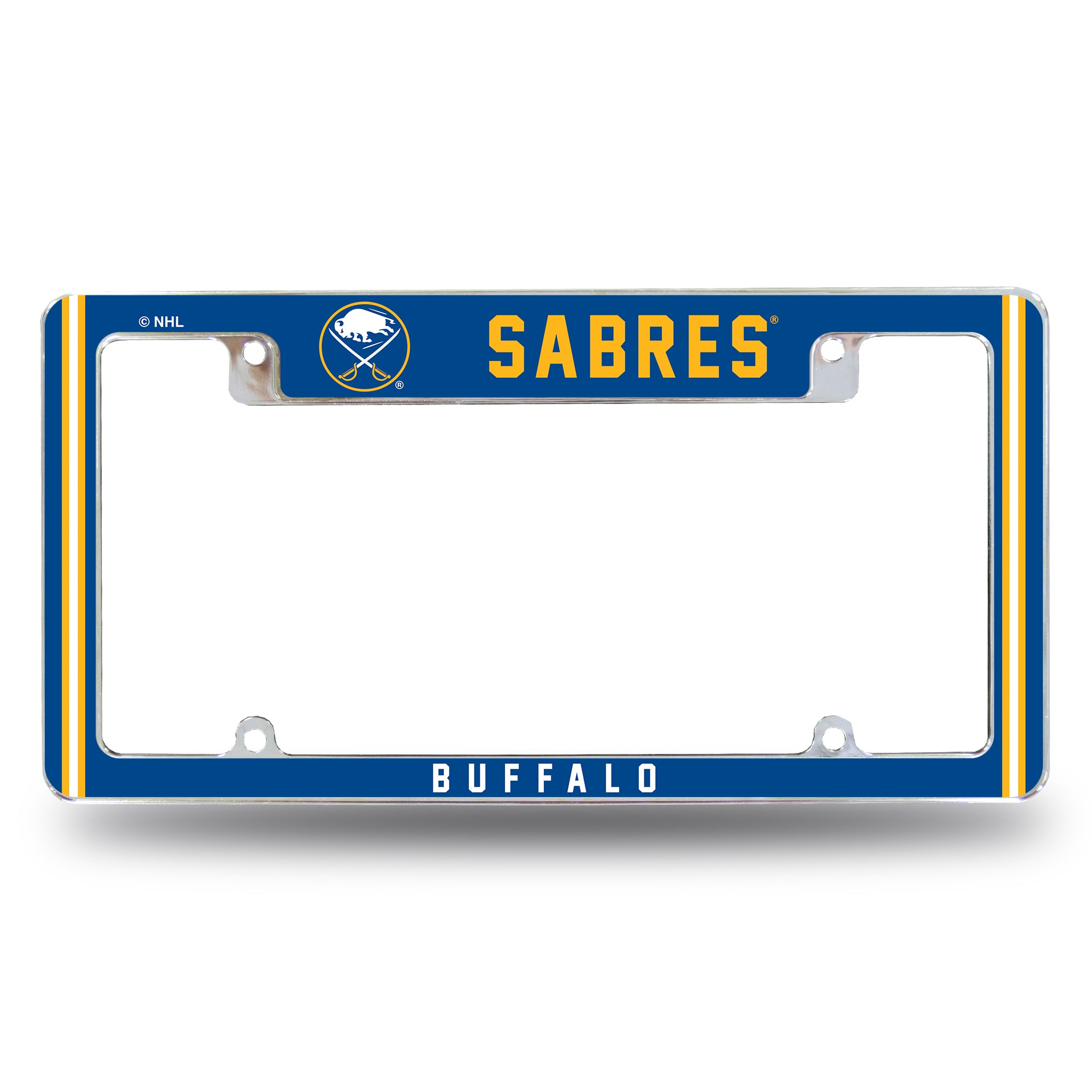 NHL Hockey Buffalo Sabres Classic 12" x 6" Chrome All Over Automotive License Plate Frame for Car/Truck/SUV