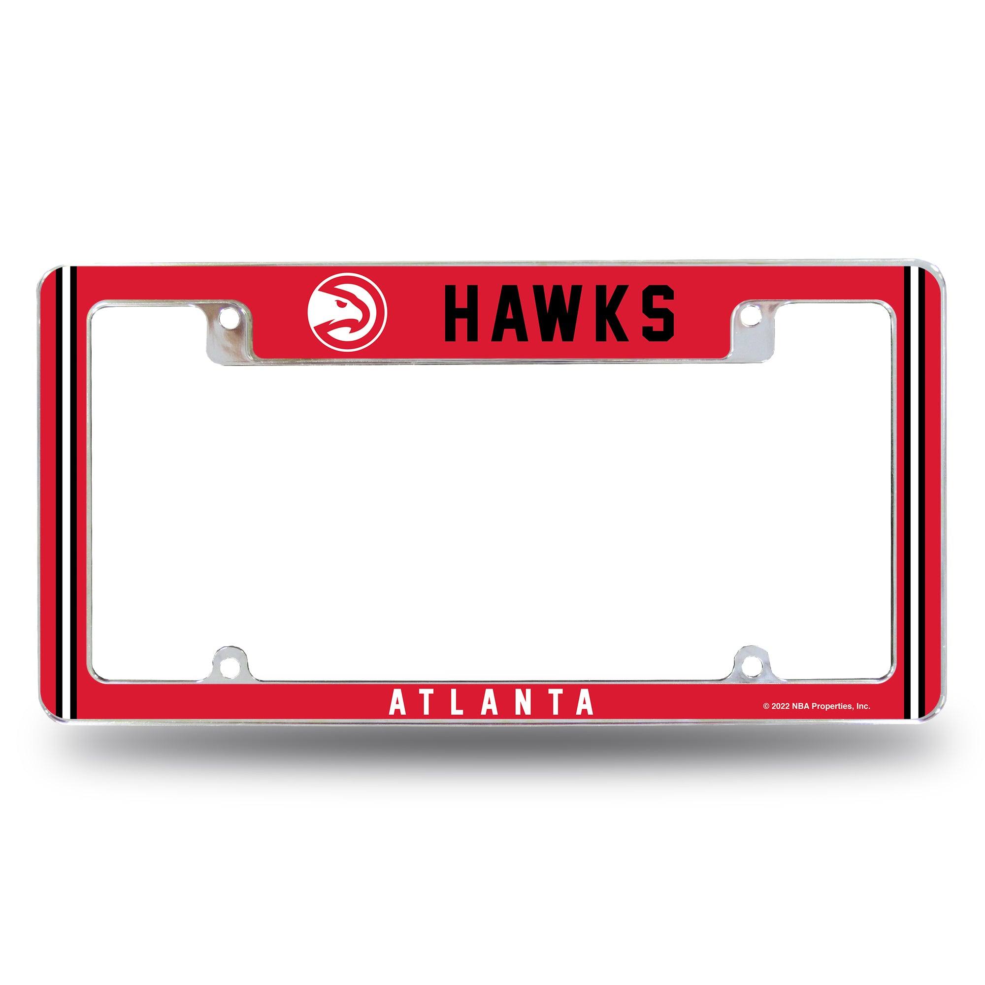 NBA Basketball Atlanta Hawks Classic 12" x 6" Chrome All Over Automotive License Plate Frame for Car/Truck/SUV