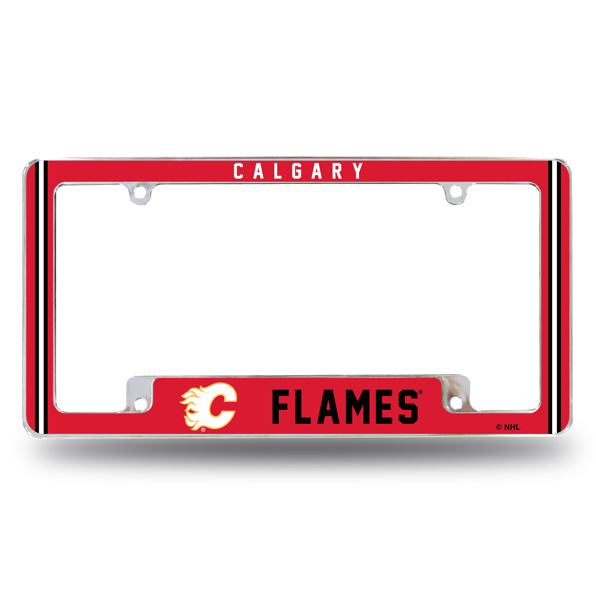 NHL Hockey Calgary Flames Classic 12" x 6" Chrome All Over Automotive License Plate Frame for Car/Truck/SUV
