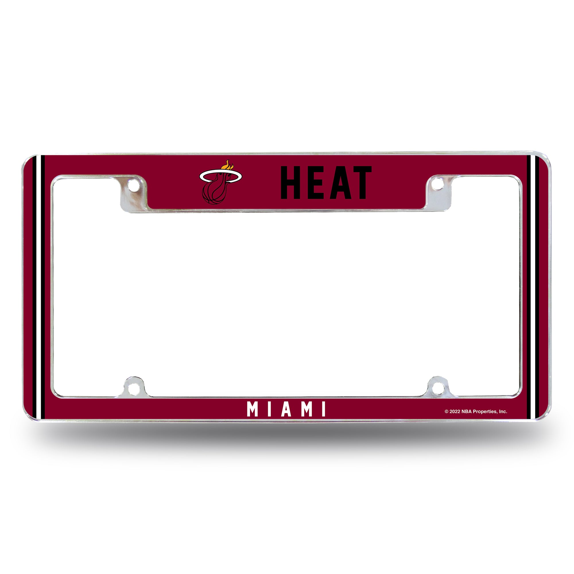 NBA Basketball Miami Heat Classic 12" x 6" Chrome All Over Automotive License Plate Frame for Car/Truck/SUV