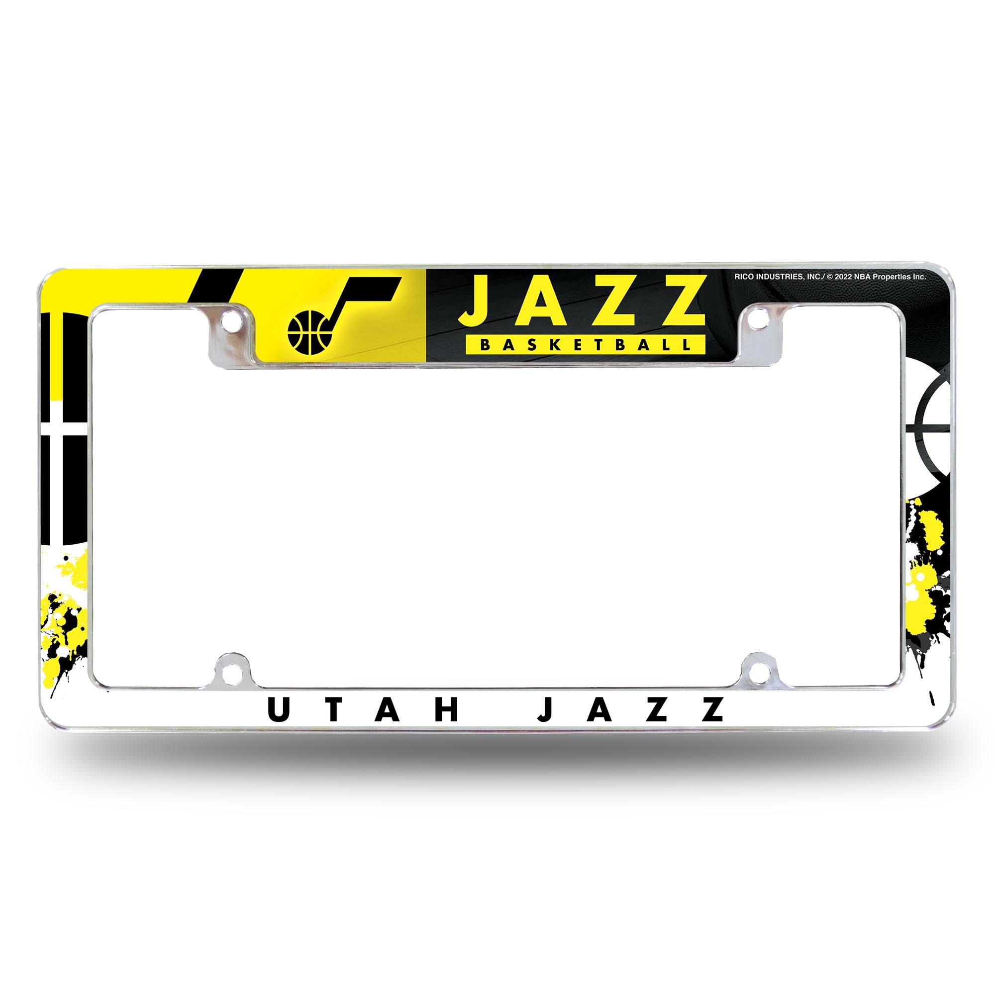 NBA Basketball Utah Jazz Primary 12" x 6" Chrome All Over Automotive License Plate Frame for Car/Truck/SUV