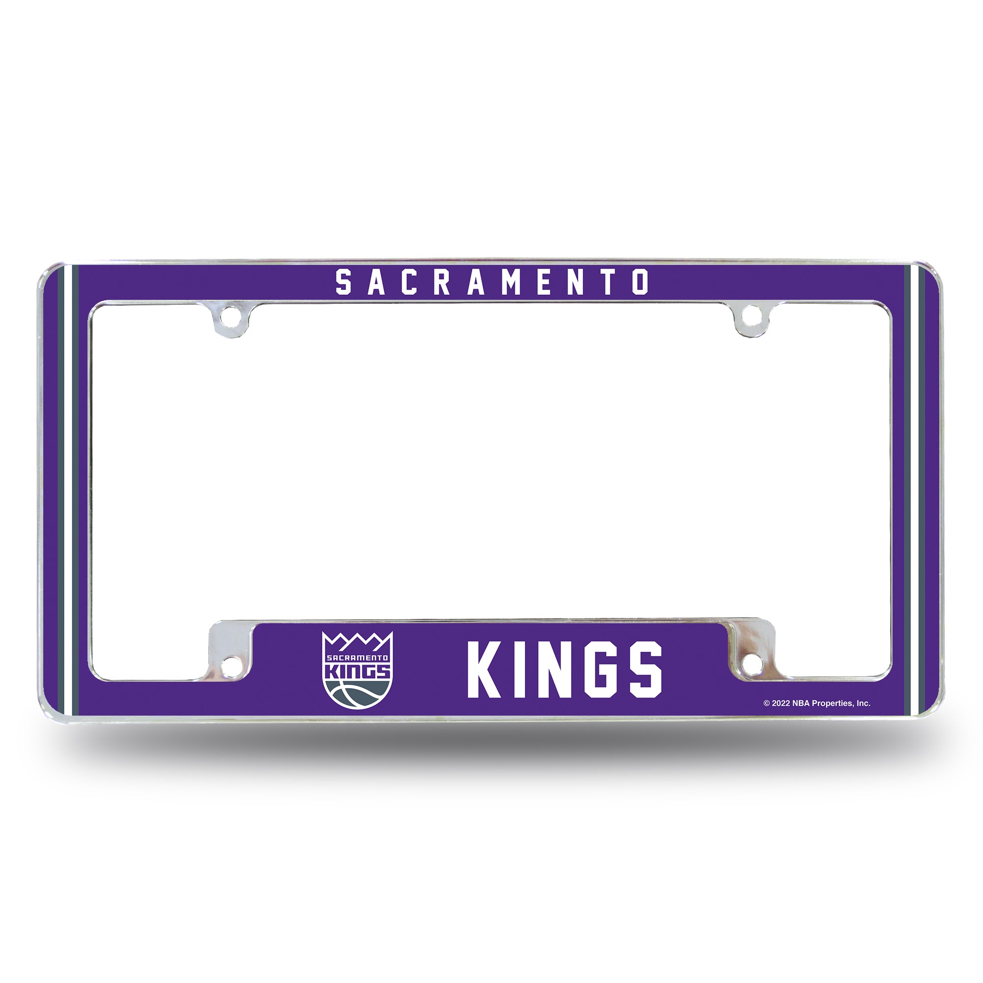 NBA Basketball Sacramento Kings Classic 12" x 6" Chrome All Over Automotive License Plate Frame for Car/Truck/SUV