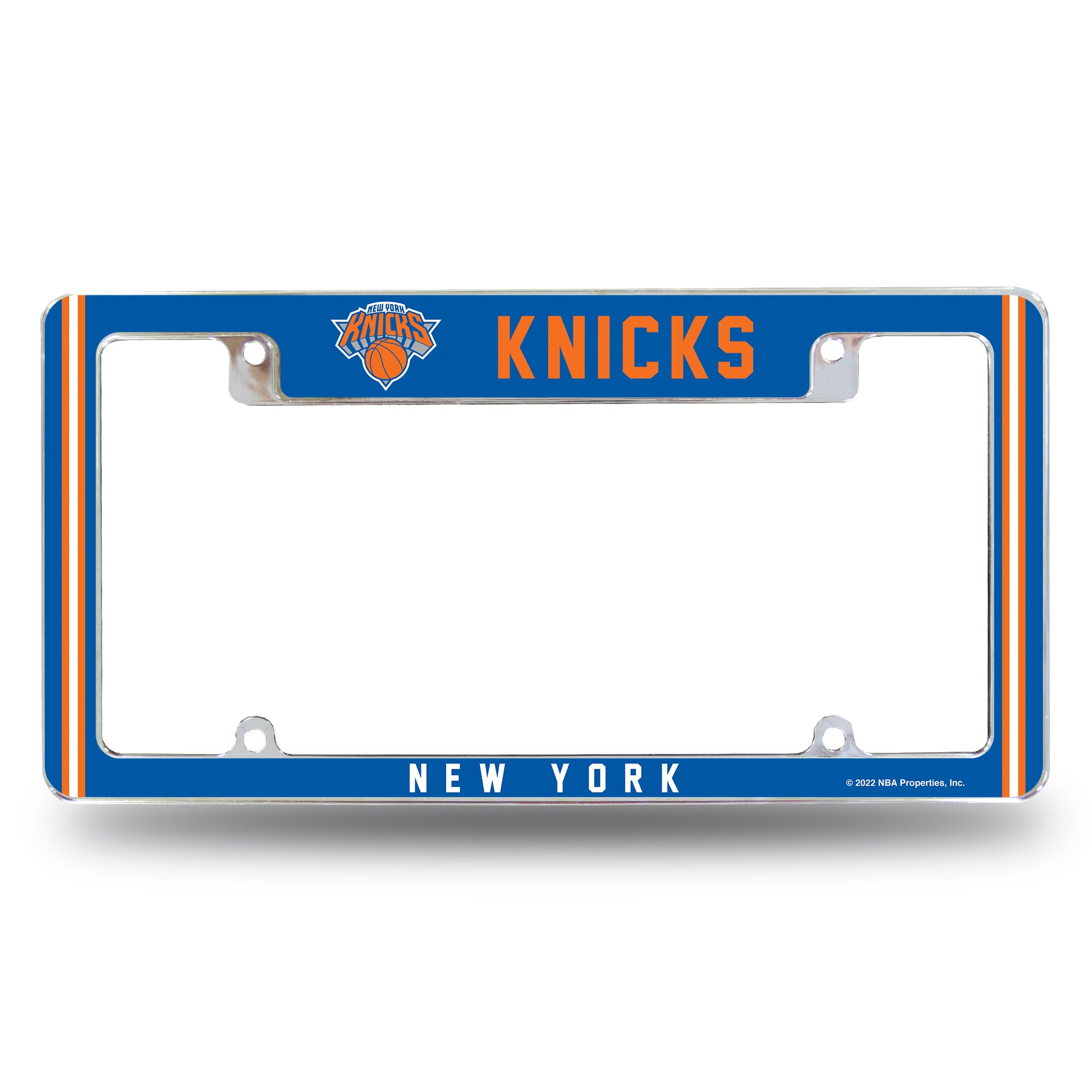 NBA Basketball New York Knicks Classic 12" x 6" Chrome All Over Automotive License Plate Frame for Car/Truck/SUV