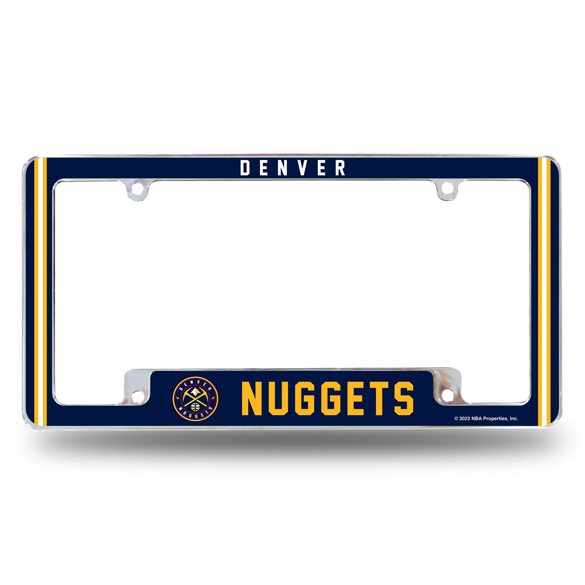 NBA Basketball Denver Nuggets Classic 12" x 6" Chrome All Over Automotive License Plate Frame for Car/Truck/SUV