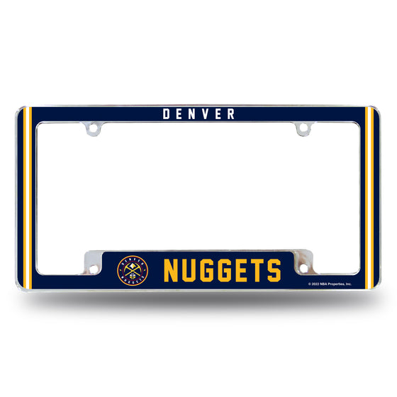 NBA Basketball Denver Nuggets Classic 12" x 6" Chrome All Over Automotive License Plate Frame for Car/Truck/SUV