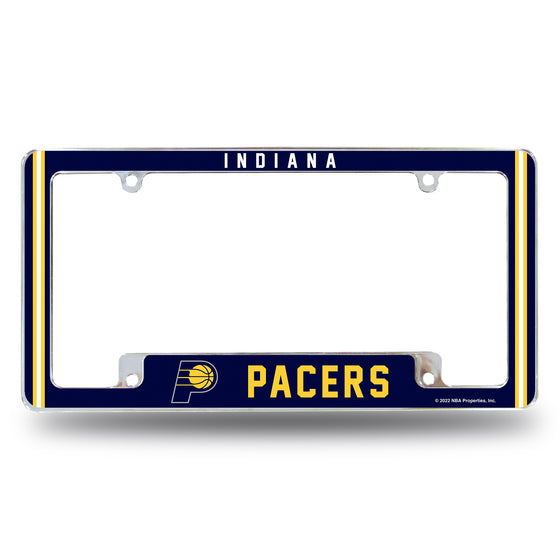 NBA Basketball Indiana Pacers Classic 12" x 6" Chrome All Over Automotive License Plate Frame for Car/Truck/SUV