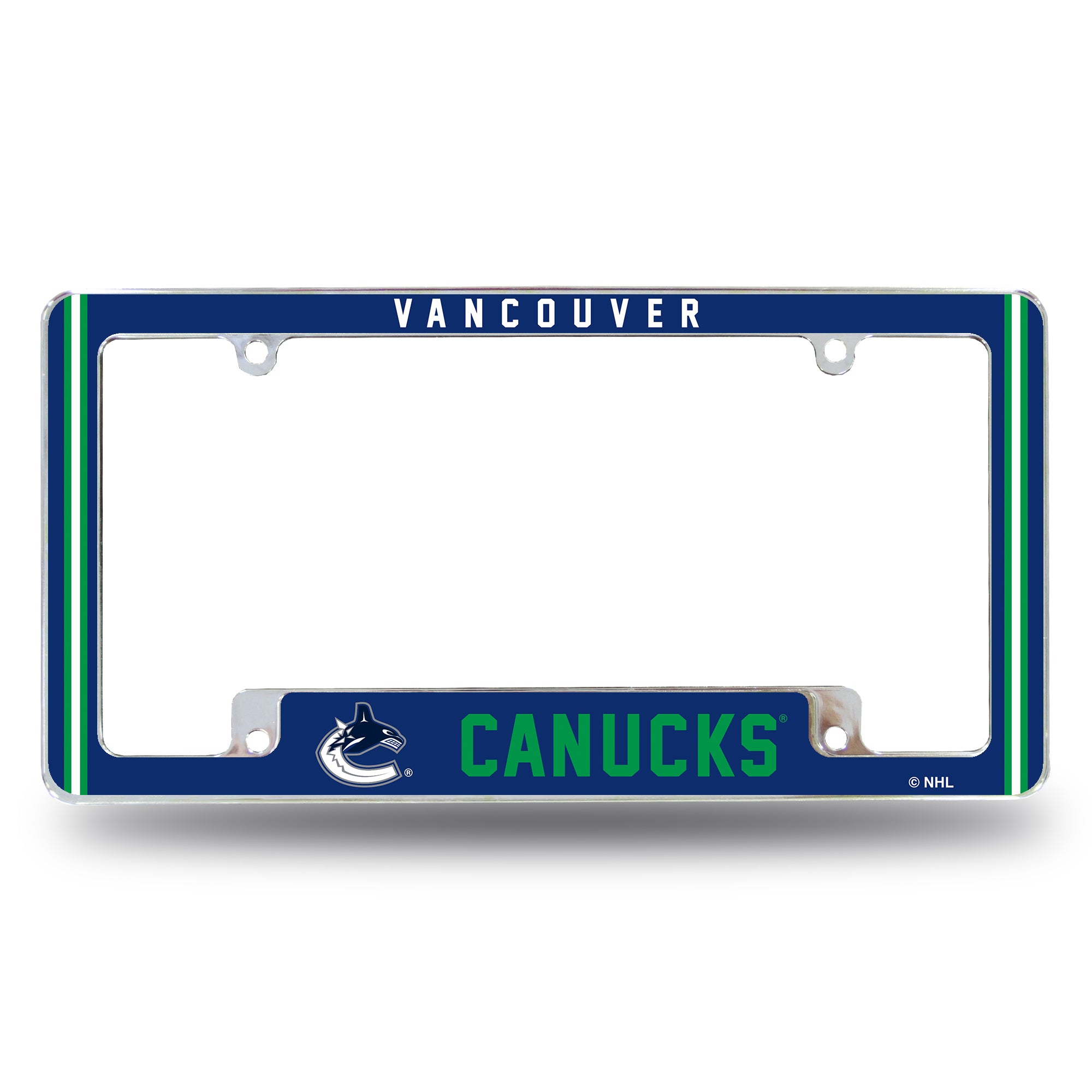 NHL Hockey Vancouver Canucks Classic 12" x 6" Chrome All Over Automotive License Plate Frame for Car/Truck/SUV