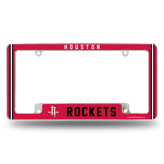 NBA Basketball Houston Rockets Classic 12" x 6" Chrome All Over Automotive License Plate Frame for Car/Truck/SUV