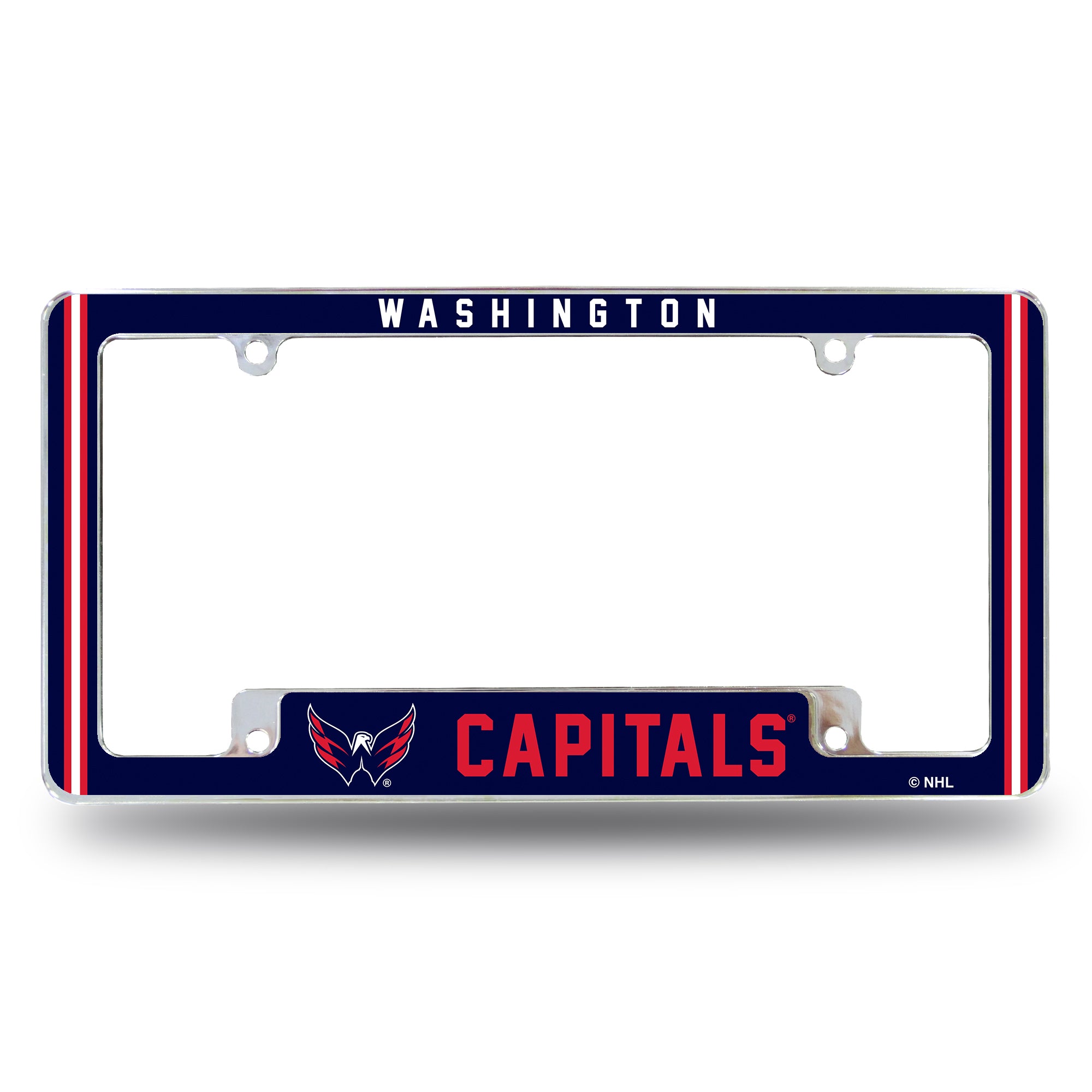 NHL Hockey Washington Capitals Classic 12" x 6" Chrome All Over Automotive License Plate Frame for Car/Truck/SUV