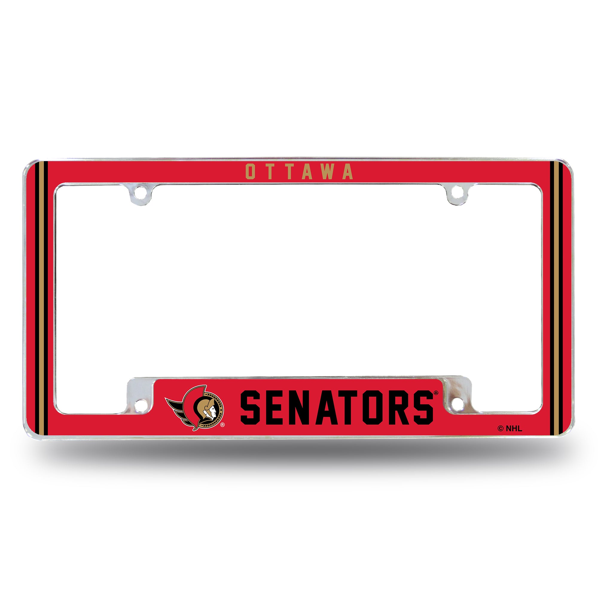 NHL Hockey Ottawa Senators Classic 12" x 6" Chrome All Over Automotive License Plate Frame for Car/Truck/SUV