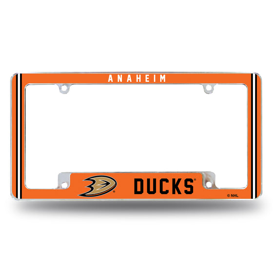 NHL Hockey Anaheim Ducks Classic 12" x 6" Chrome All Over Automotive License Plate Frame for Car/Truck/SUV