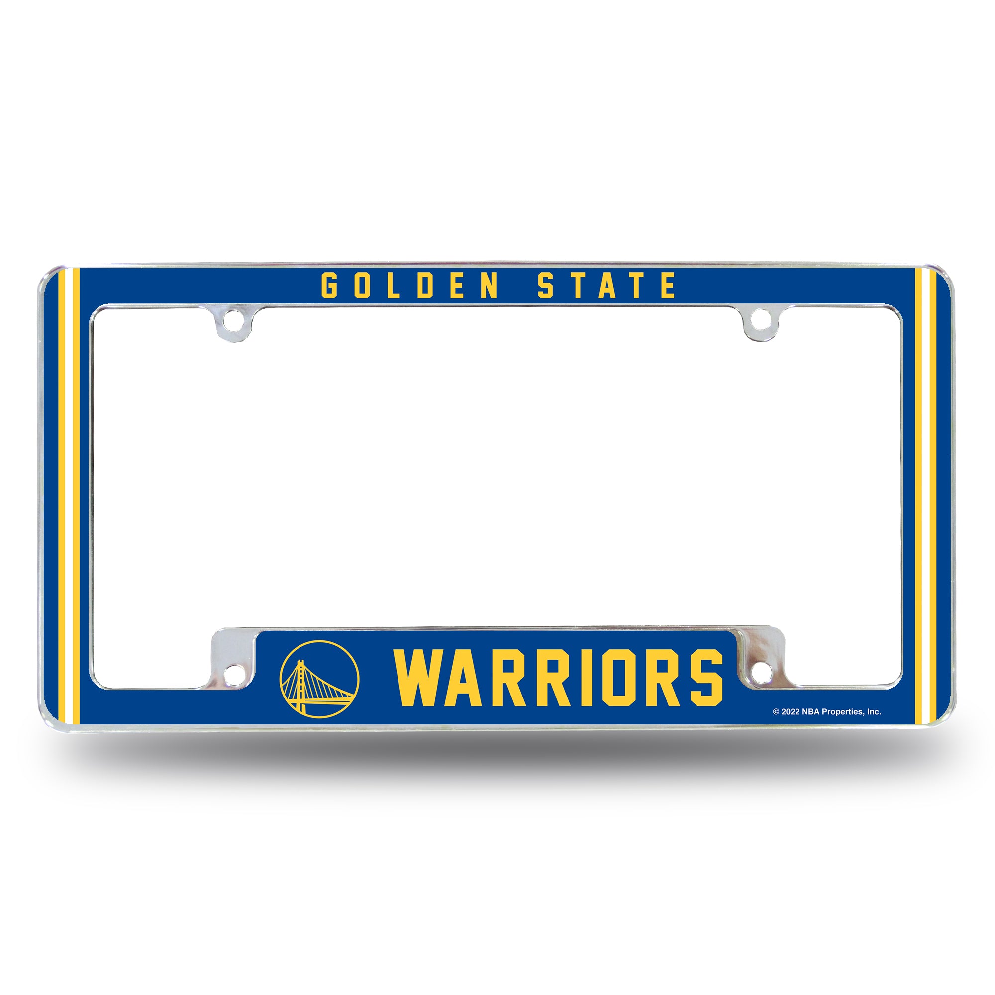 NBA Basketball Golden State Warriors Classic 12" x 6" Chrome All Over Automotive License Plate Frame for Car/Truck/SUV