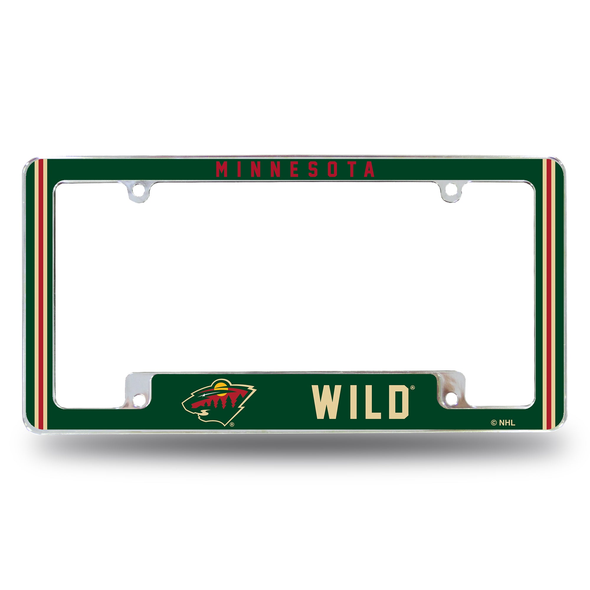 NHL Hockey Minnesota Wild Classic 12" x 6" Chrome All Over Automotive License Plate Frame for Car/Truck/SUV