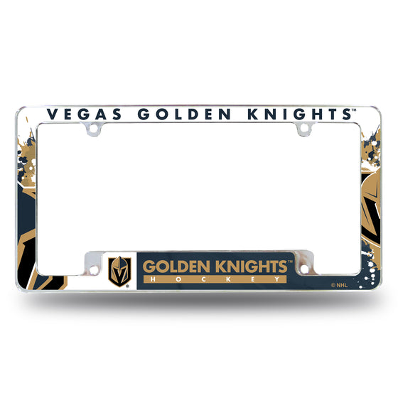 NHL Hockey Vegas Golden Knights Primary 12" x 6" Chrome All Over Automotive License Plate Frame for Car/Truck/SUV