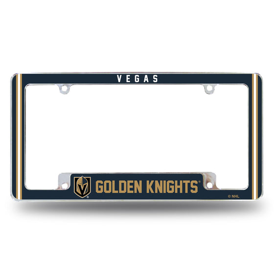 NHL Hockey Vegas Golden Knights Classic 12" x 6" Chrome All Over Automotive License Plate Frame for Car/Truck/SUV
