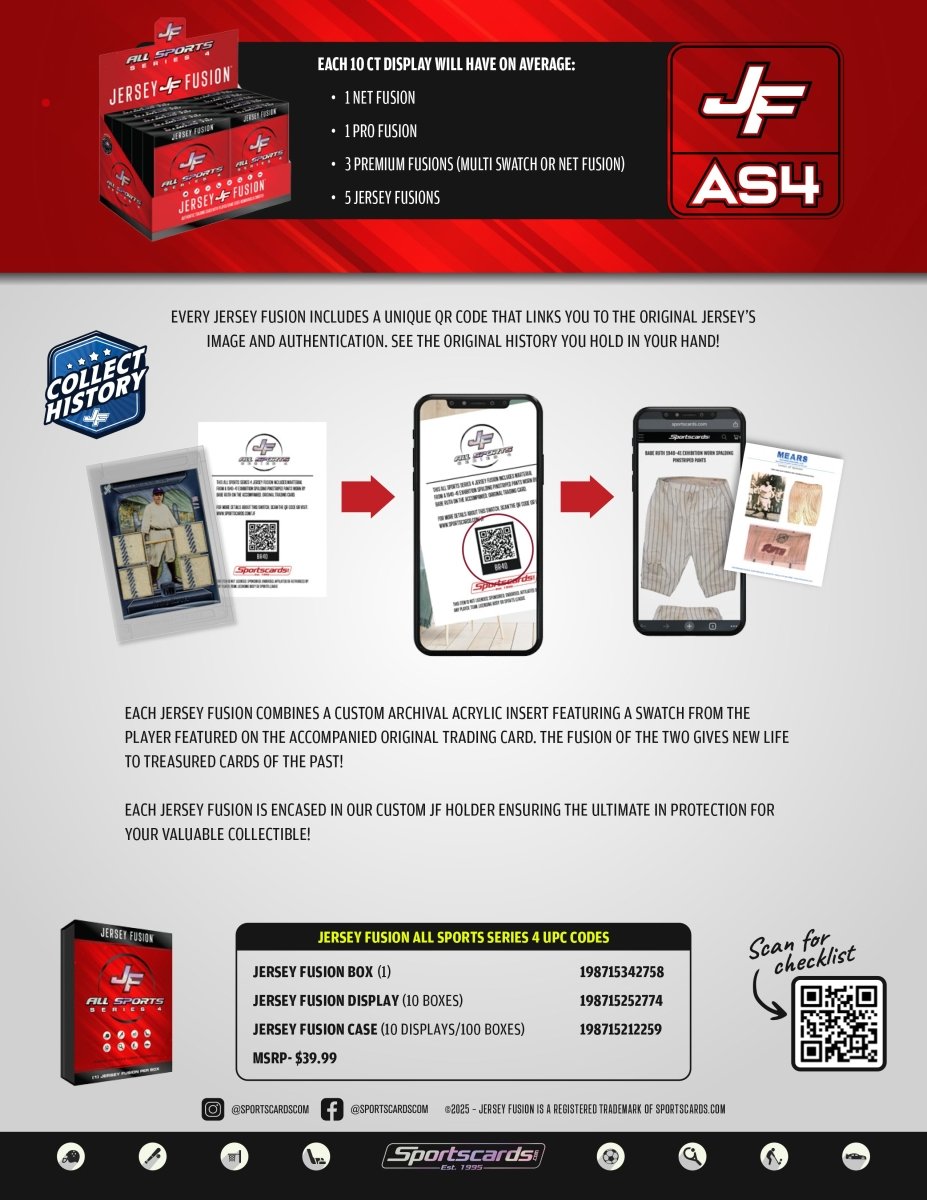 Jersey Fusion All Sports Edition Series 4 Sealed Box - (1) Jersey Fusion Per Box - Sports Gifts, Sports Memorabilia, Sports Collectibles, Fan Shop