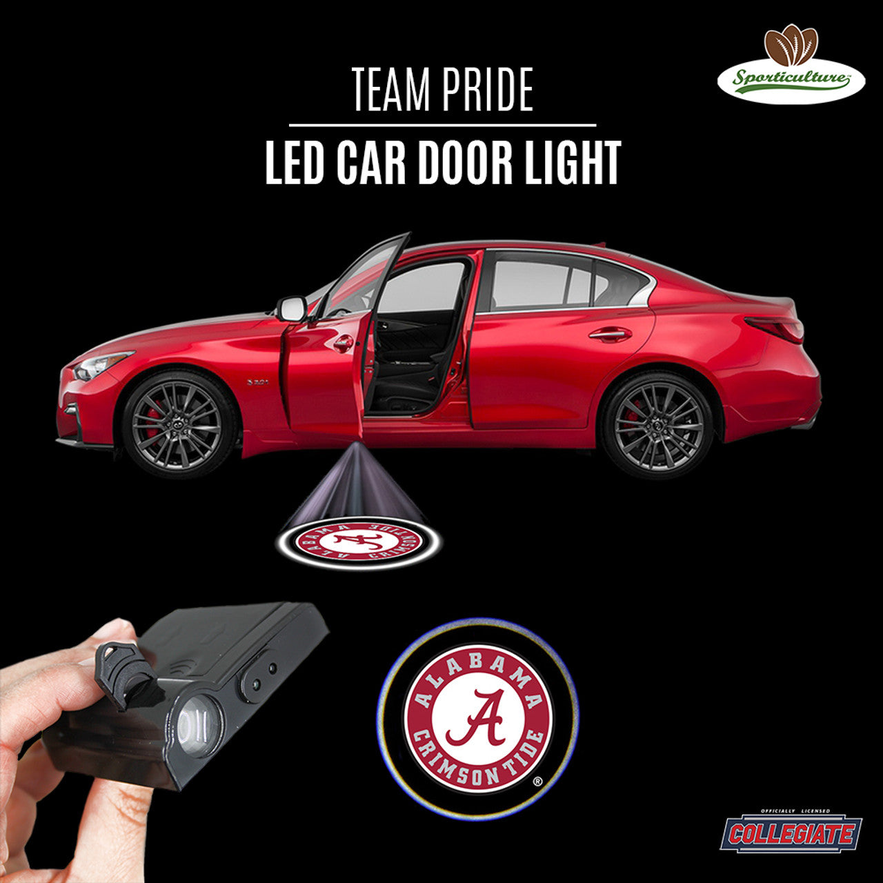Alabama Crimson Tide Car Door Light LED - Sports Collectibles, Sports Memorabilia, Sports Fan Shop, Sports Gifts