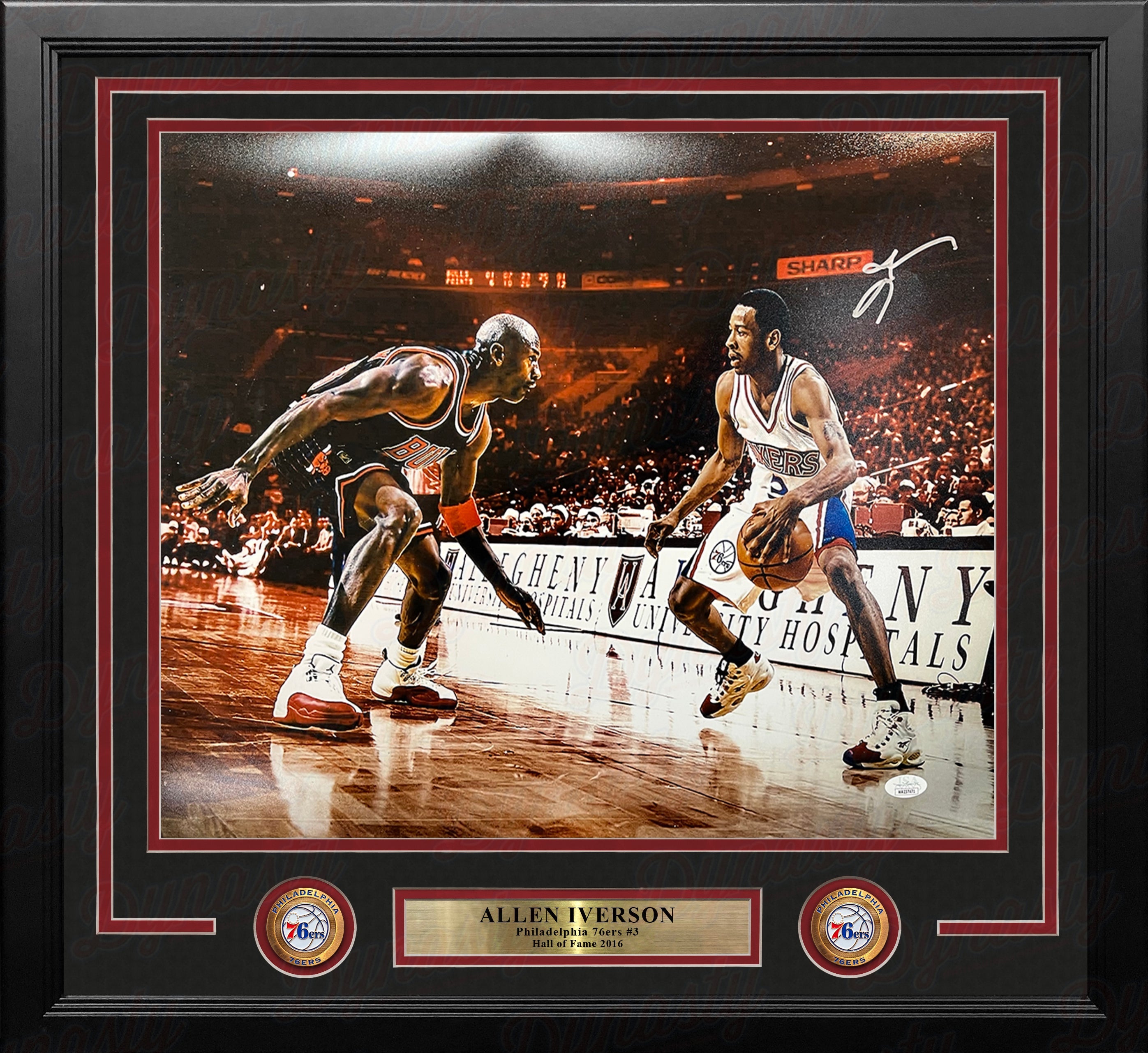 Allen Iverson v Michael Jordan Philadelphia 76ers Autographed Framed Photo - JSA Authenticated - Sports Collectibles, Sports Memorabilia, Sports Fan Shop, Sports Gifts