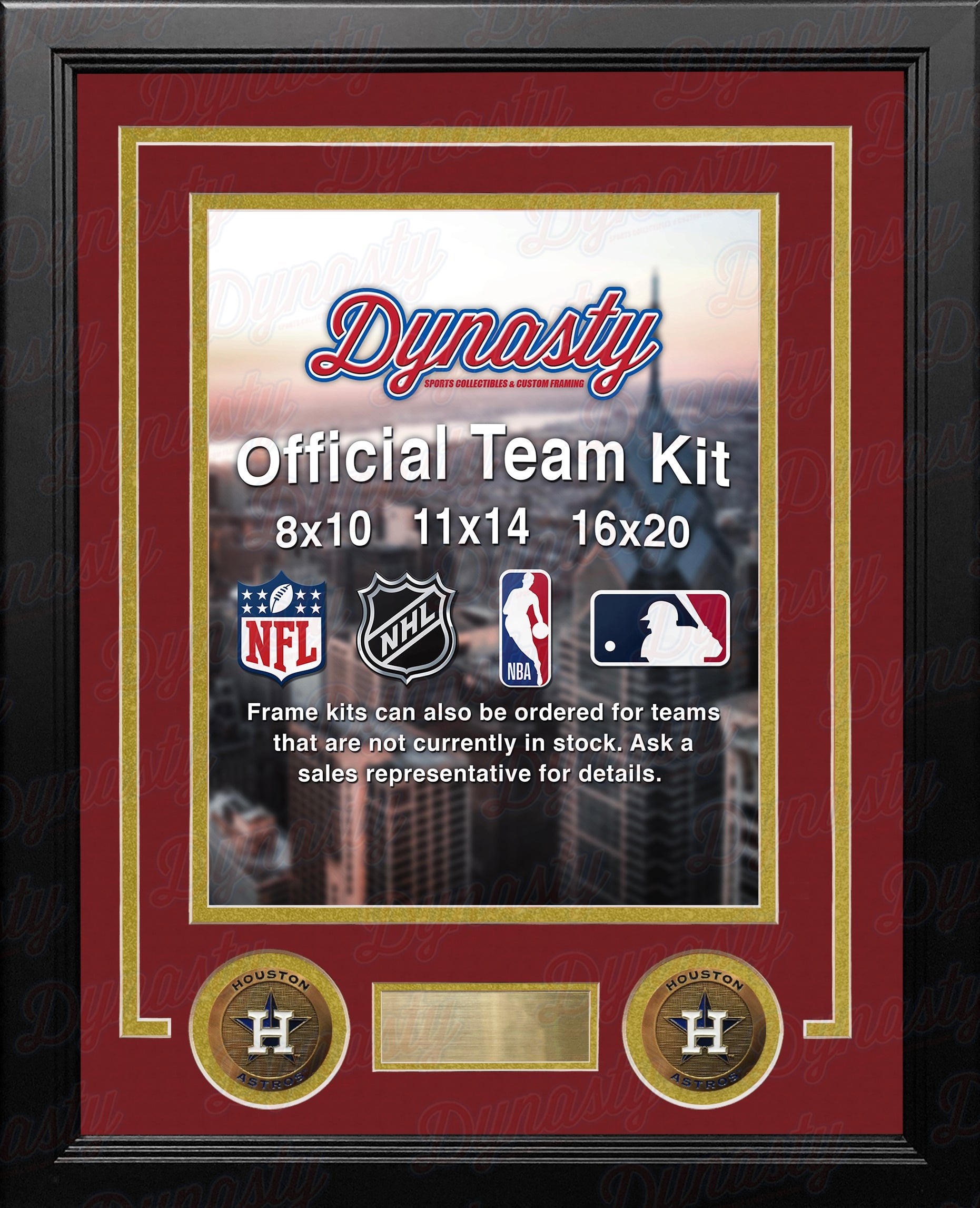 MLB Baseball Photo Picture Frame Kit - Houston Astros (Brick Red Matting, Gold Trim) - Sports Collectibles, Sports Memorabilia, Sports Fan Shop, Sports Gifts