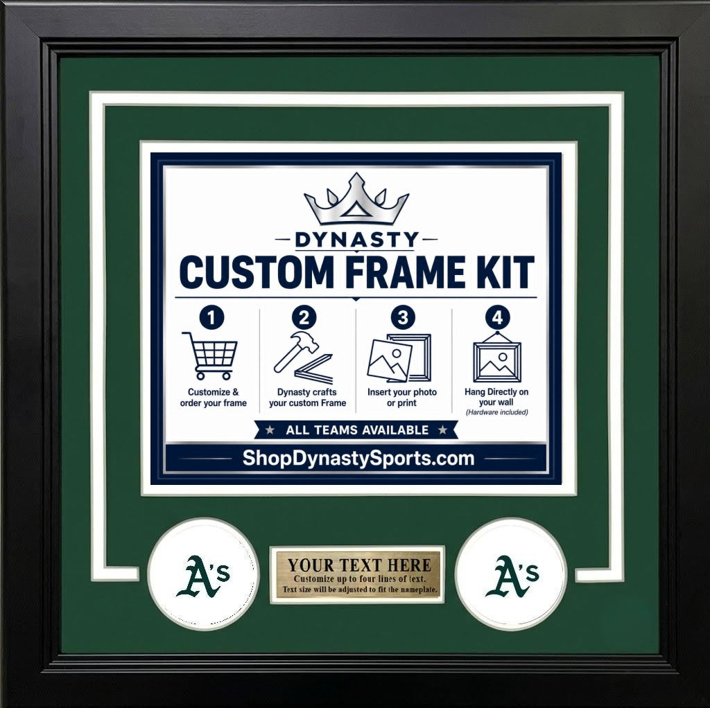 MLB Baseball Photo Picture Frame Kit - Oakland Athletics (Green Matting, White Trim)