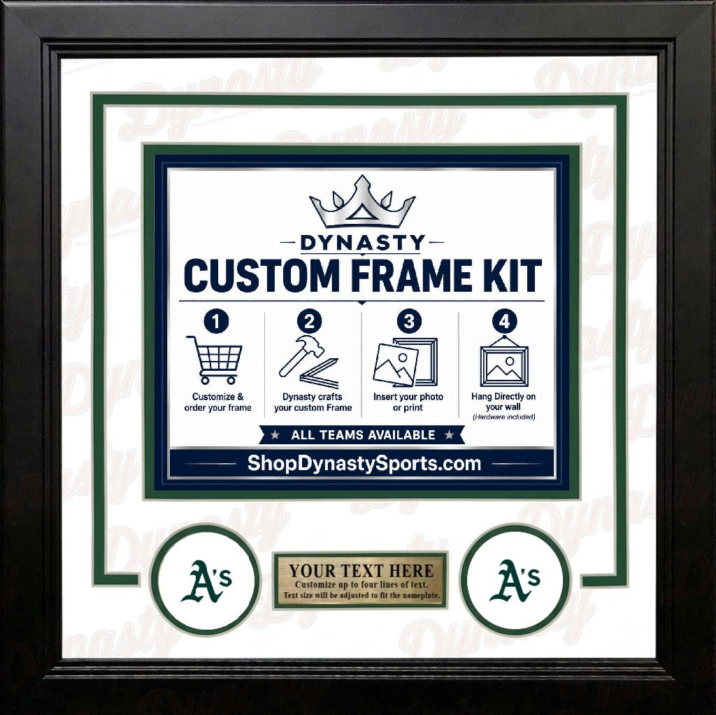 MLB Baseball Photo Picture Frame Kit - Oakland Athletics (White Matting, Green Trim)