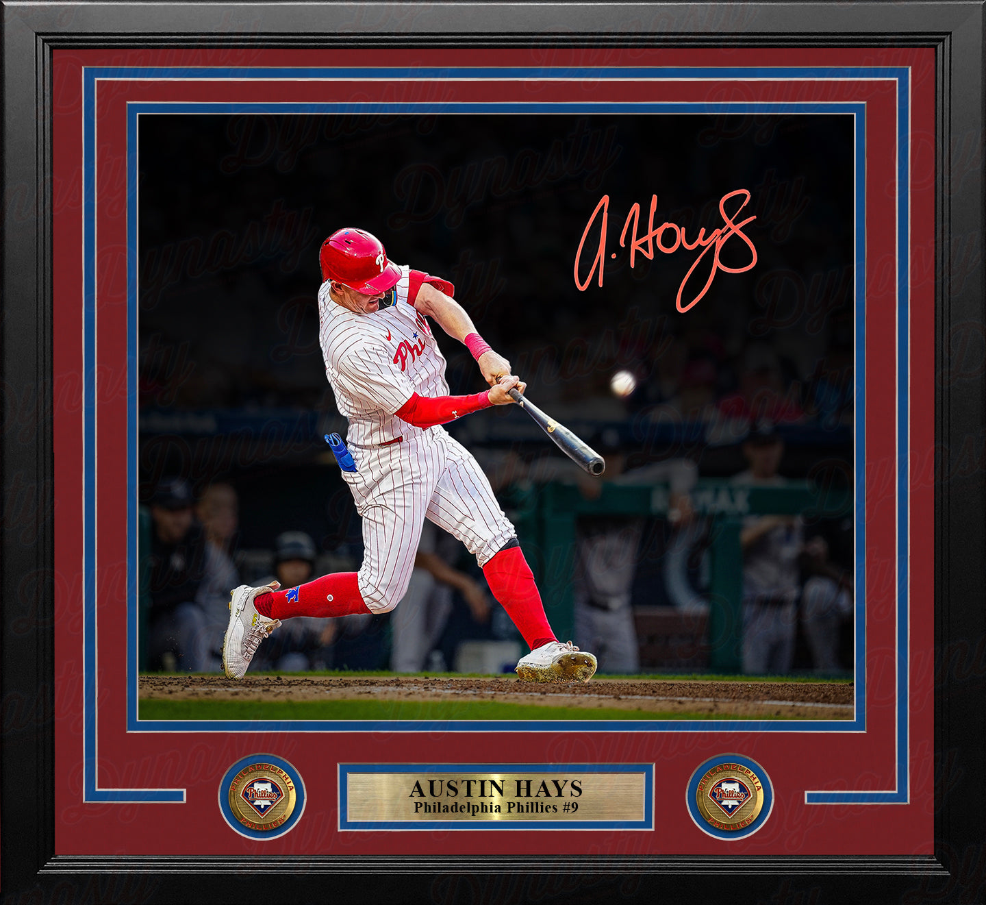 Austin Hays Blackout Swing Autographed Philadelphia Phillies 11" x 14" Framed Baseball Photo - Sports Collectibles, Sports Memorabilia, Sports Fan Shop, Sports Gifts