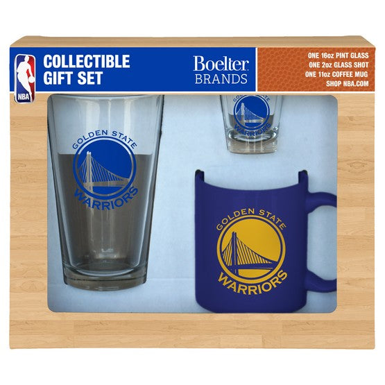 Golden State Warriors 3-Piece Glassware Gift Set - Sports Collectibles, Sports Memorabilia, Sports Fan Shop, Sports Gifts